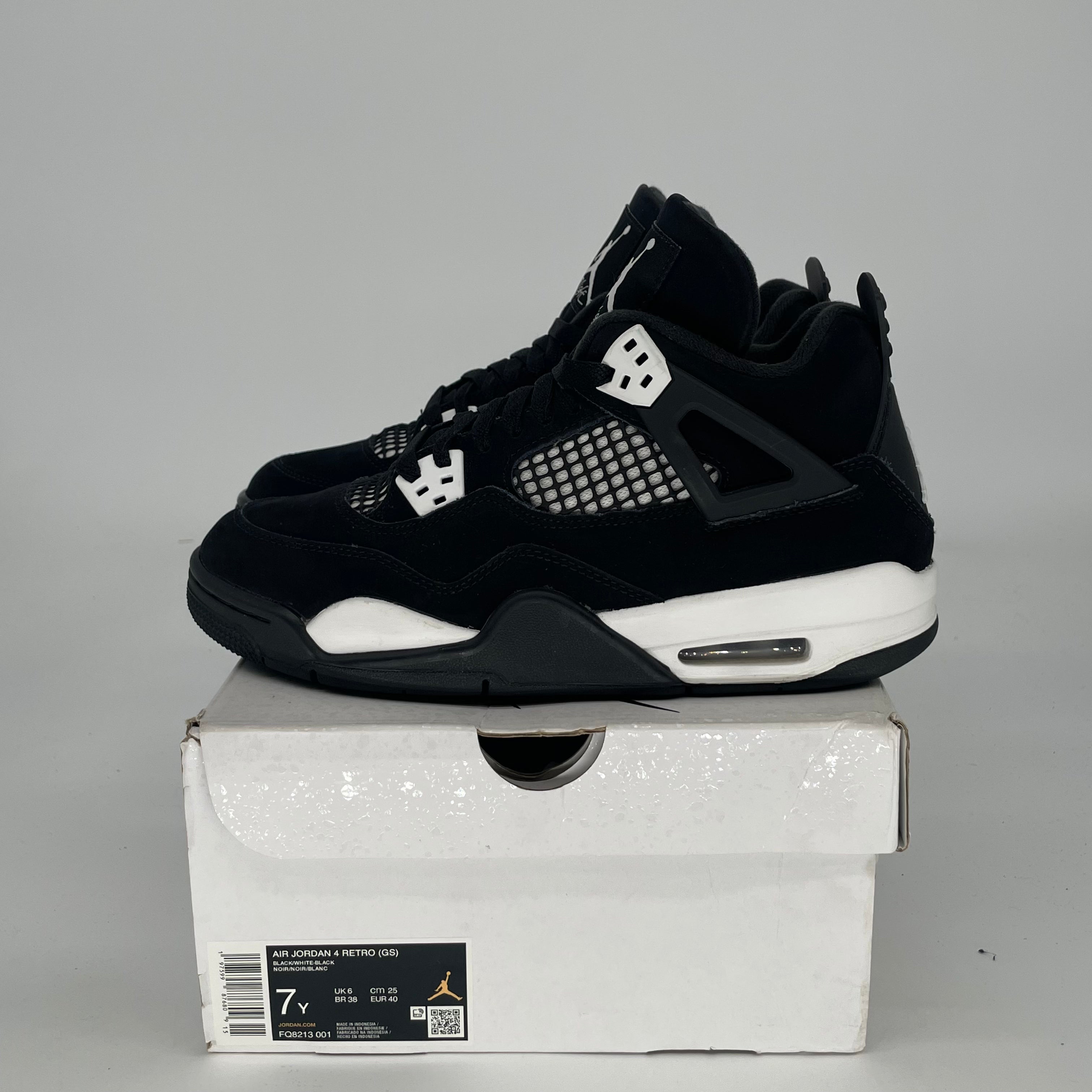 AIR JORDAN 4 WHITE THUNDER FQ8213-001 SIZE 7/8.5W