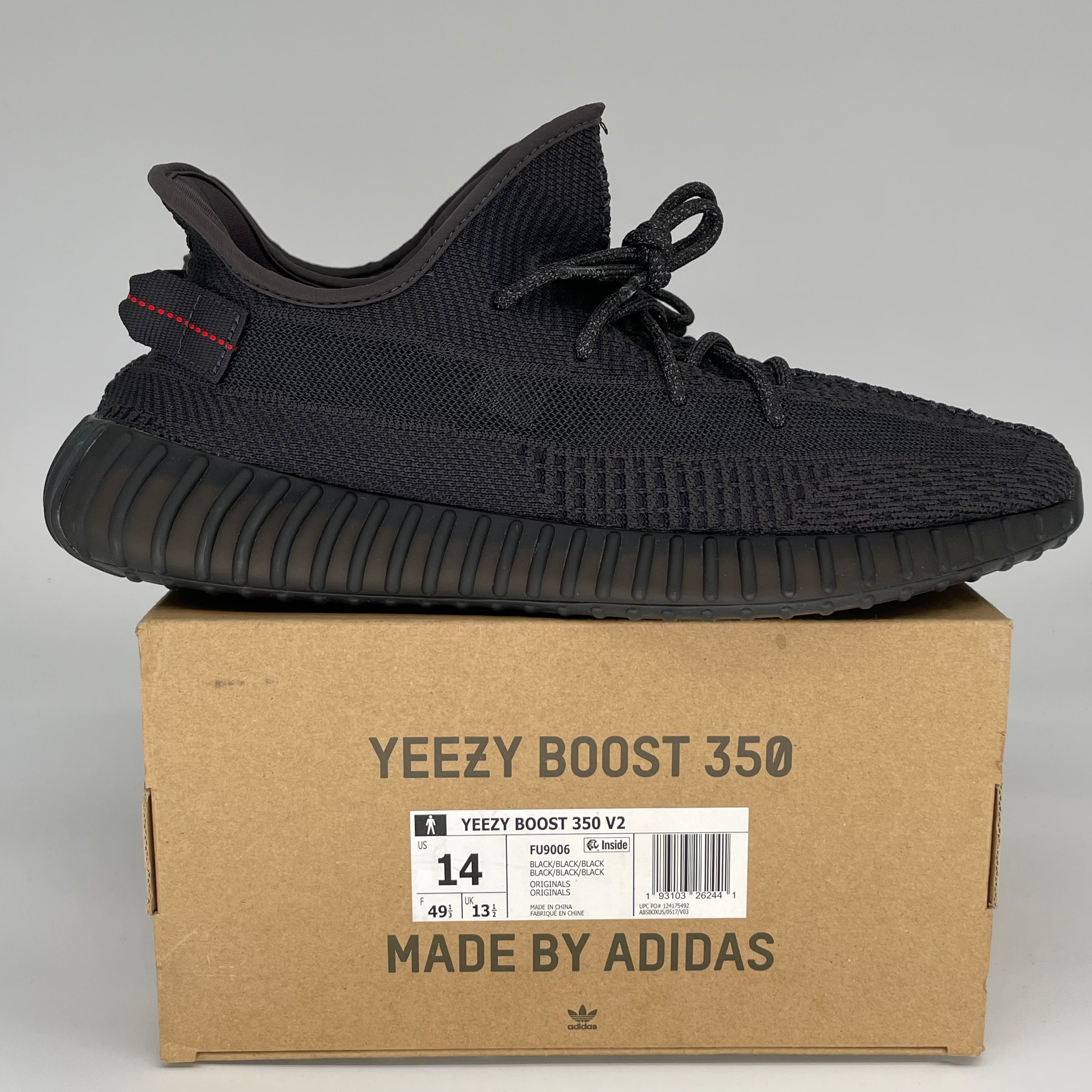 ADIDAS YEEZY 350 V2 BLACK NON-REFLECTIVE SIZE 14 FU9006