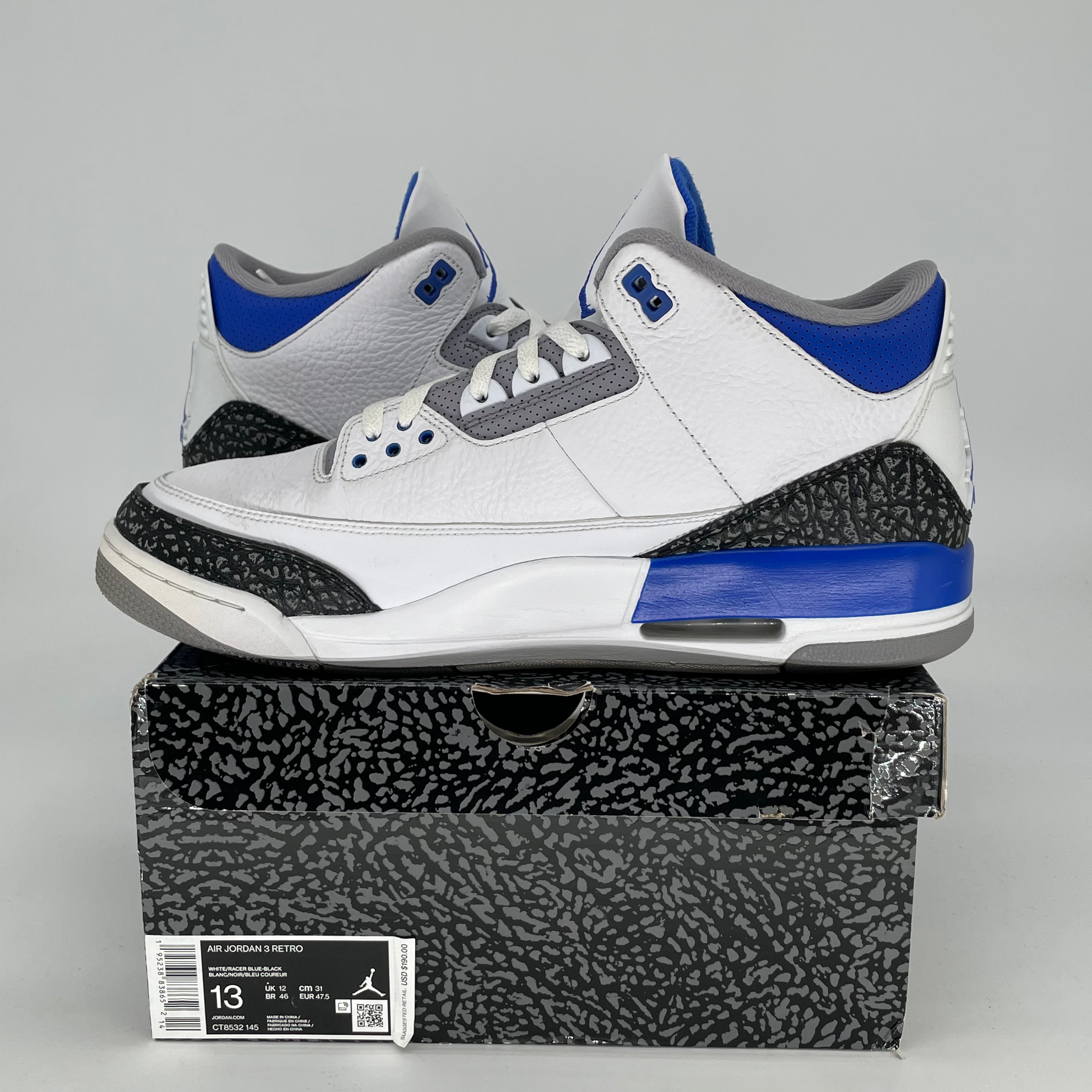 AIR JORDAN 3 RACER BLUE SIZE 13 CT8532-145