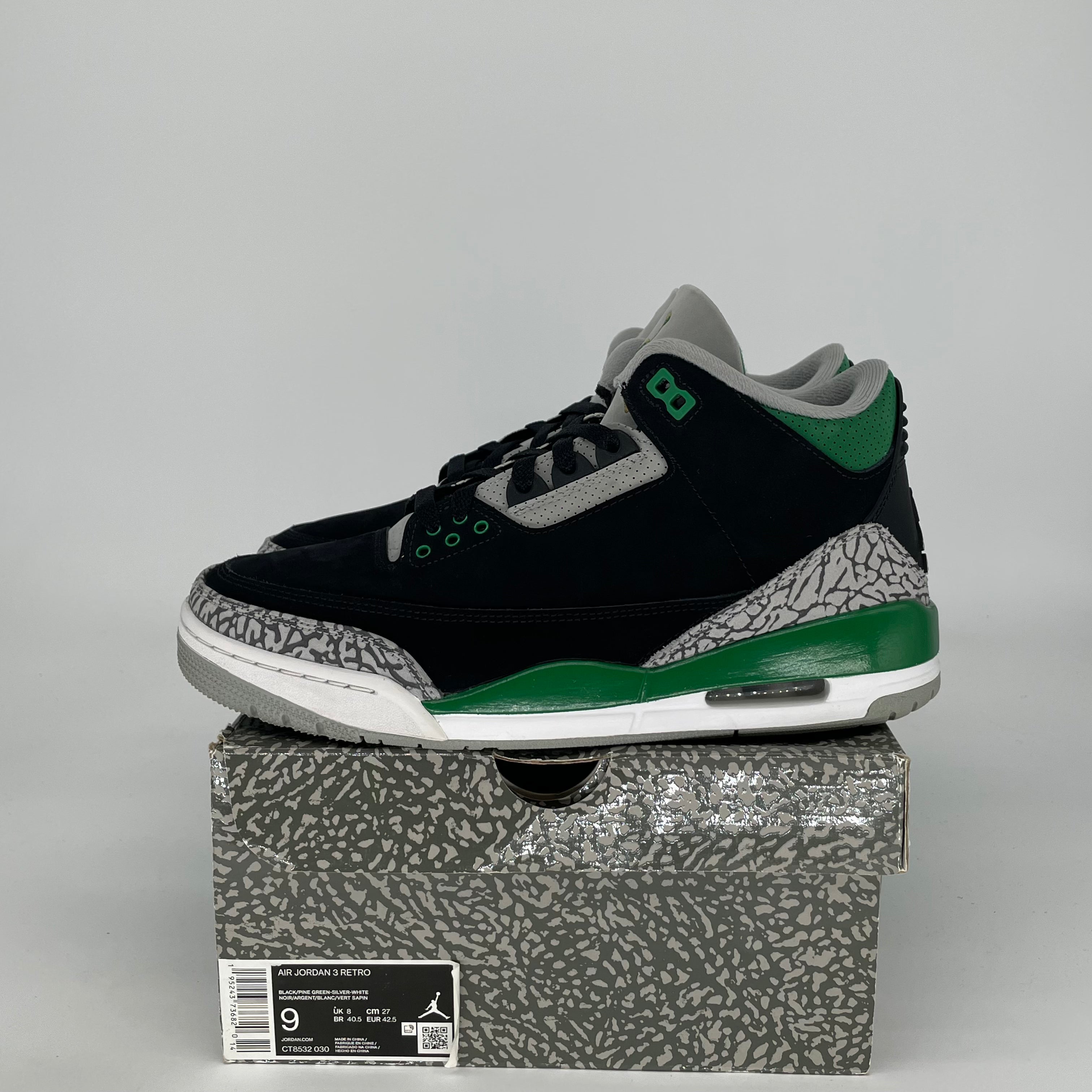 AIR JORDAN 3 PINE GREEN CT8532-030 SIZE 9/10.5W
