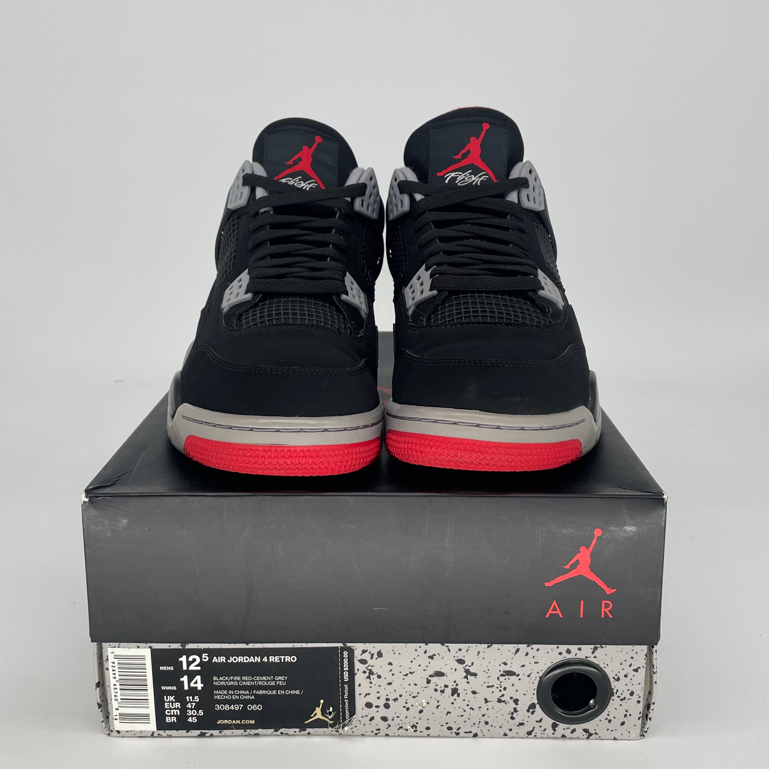 AIR JORDAN 4 BRED 2019 308497-060 SIZE 12.5/14W