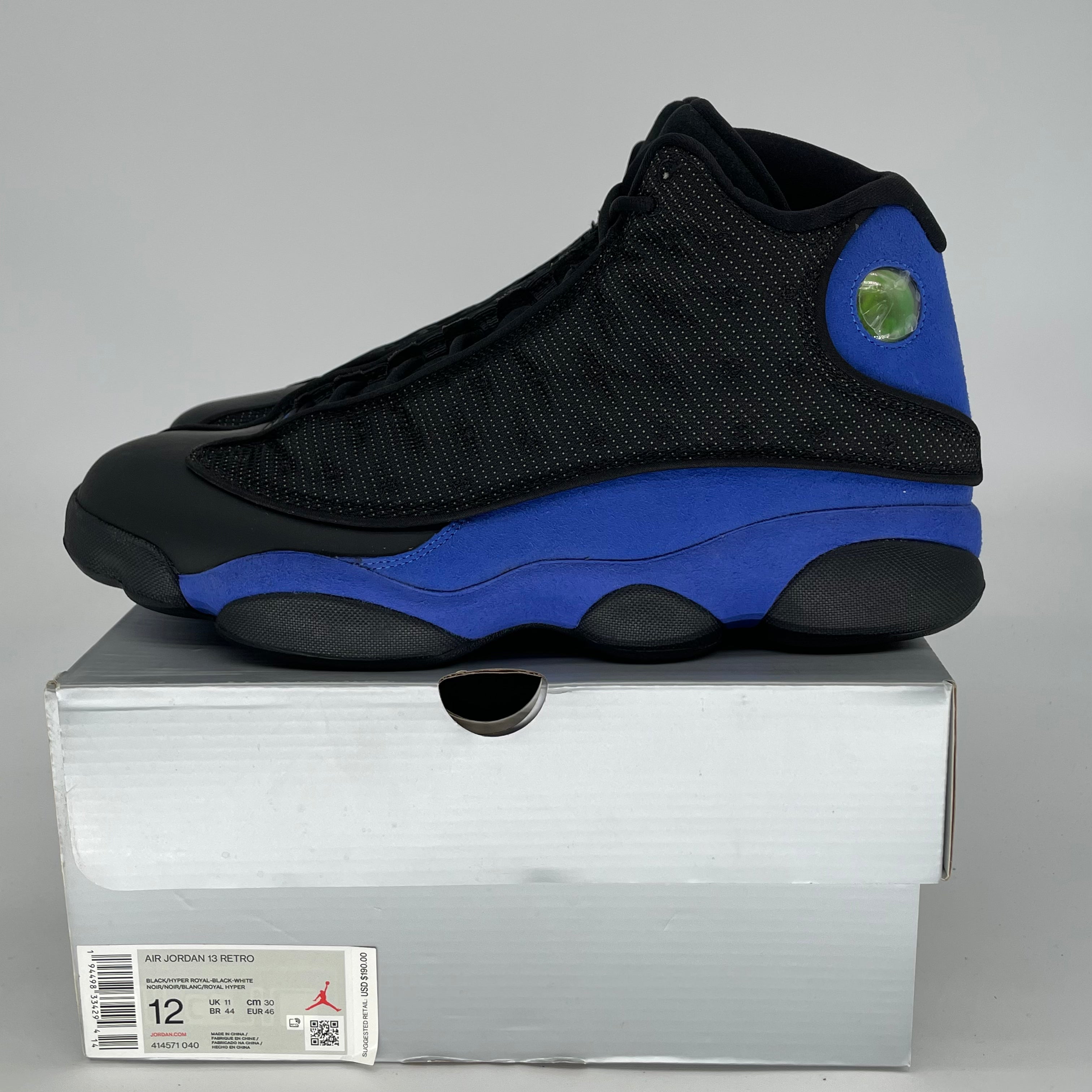 AIR JORDAN 13 BLACK HYPER ROYAL SIZE 12/13.5W 414571-040