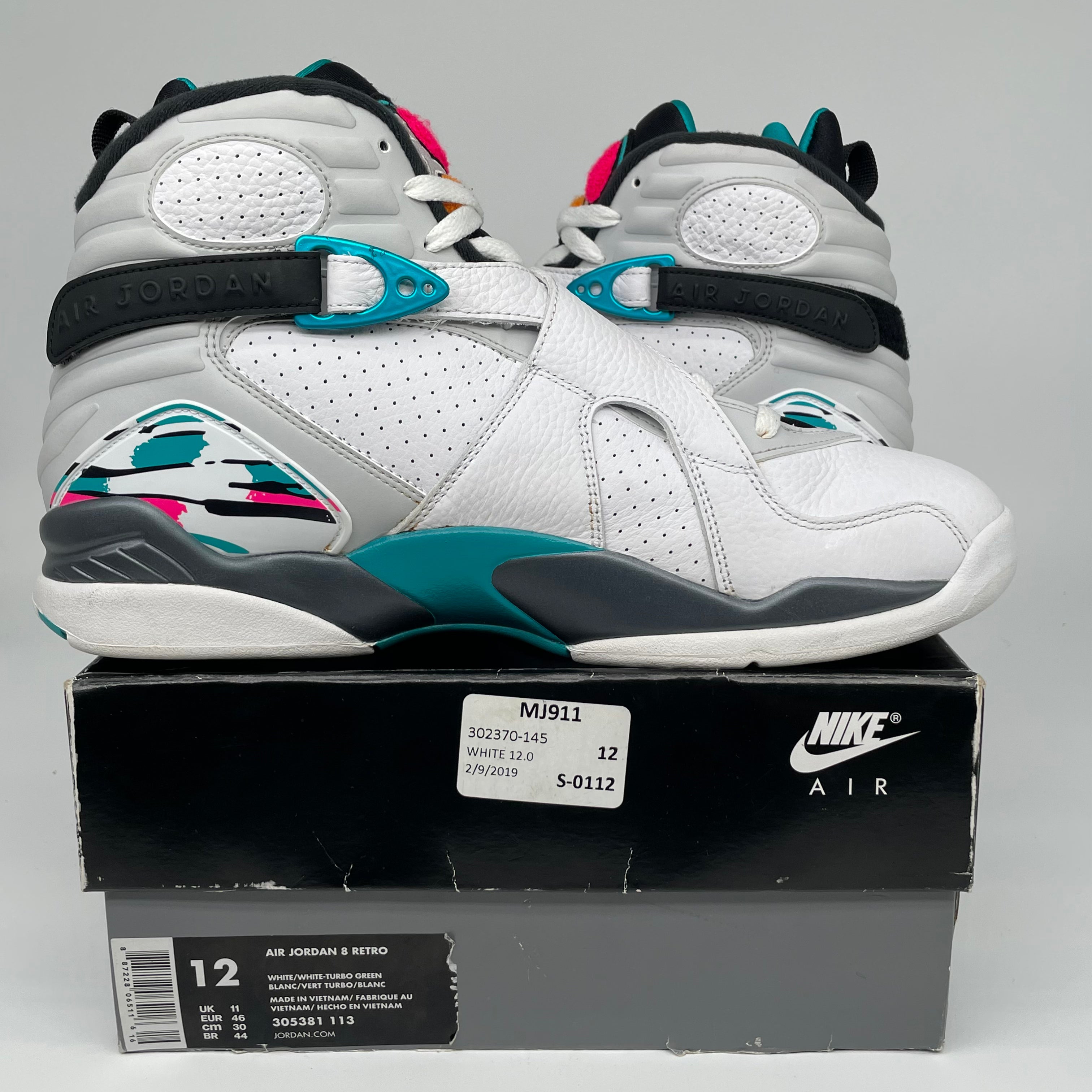 AIR JORDAN 8 SOUTH BEACH SIZE 12 305381-113