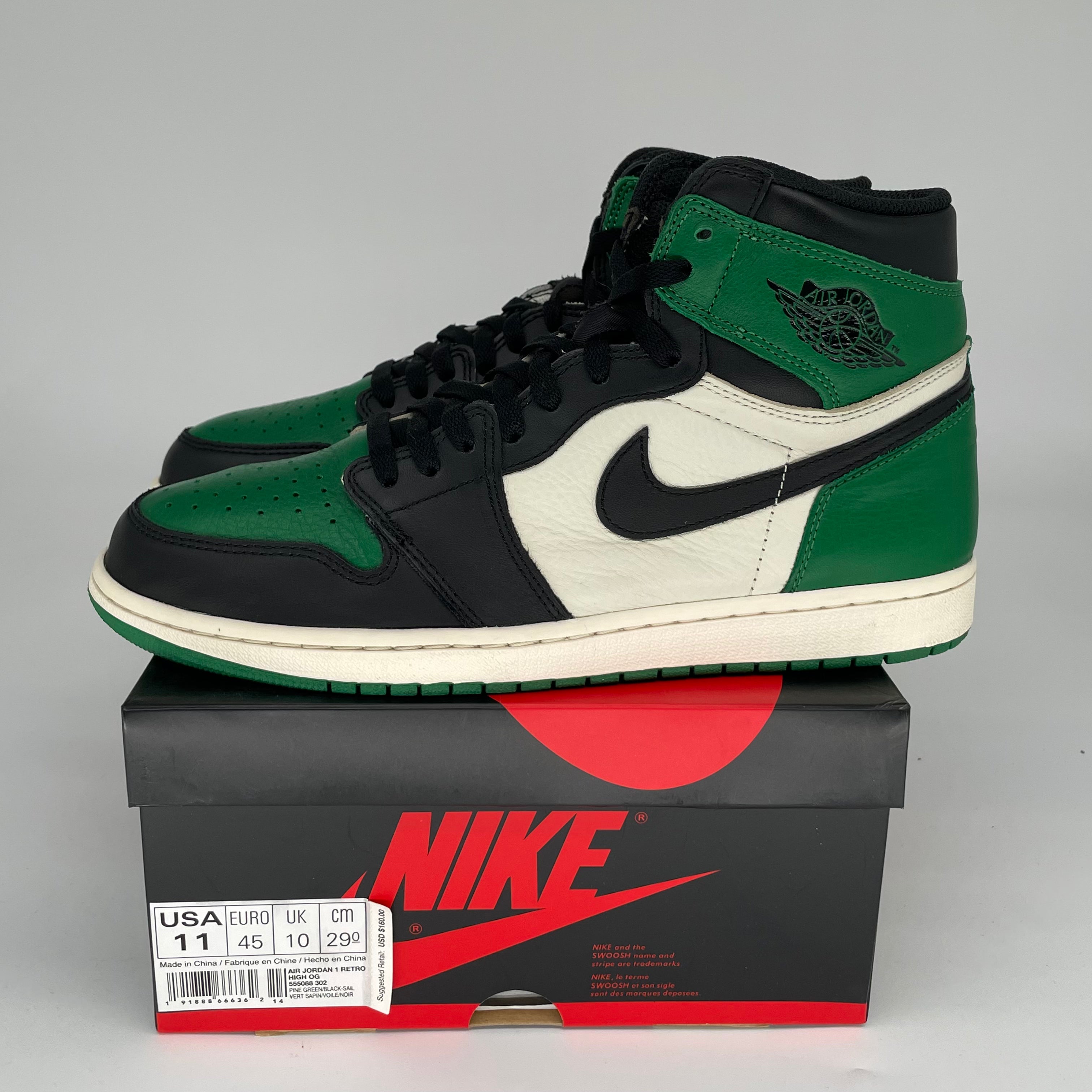 AIR JORDAN 1 PINE GREEN SIZE 11 555088-302