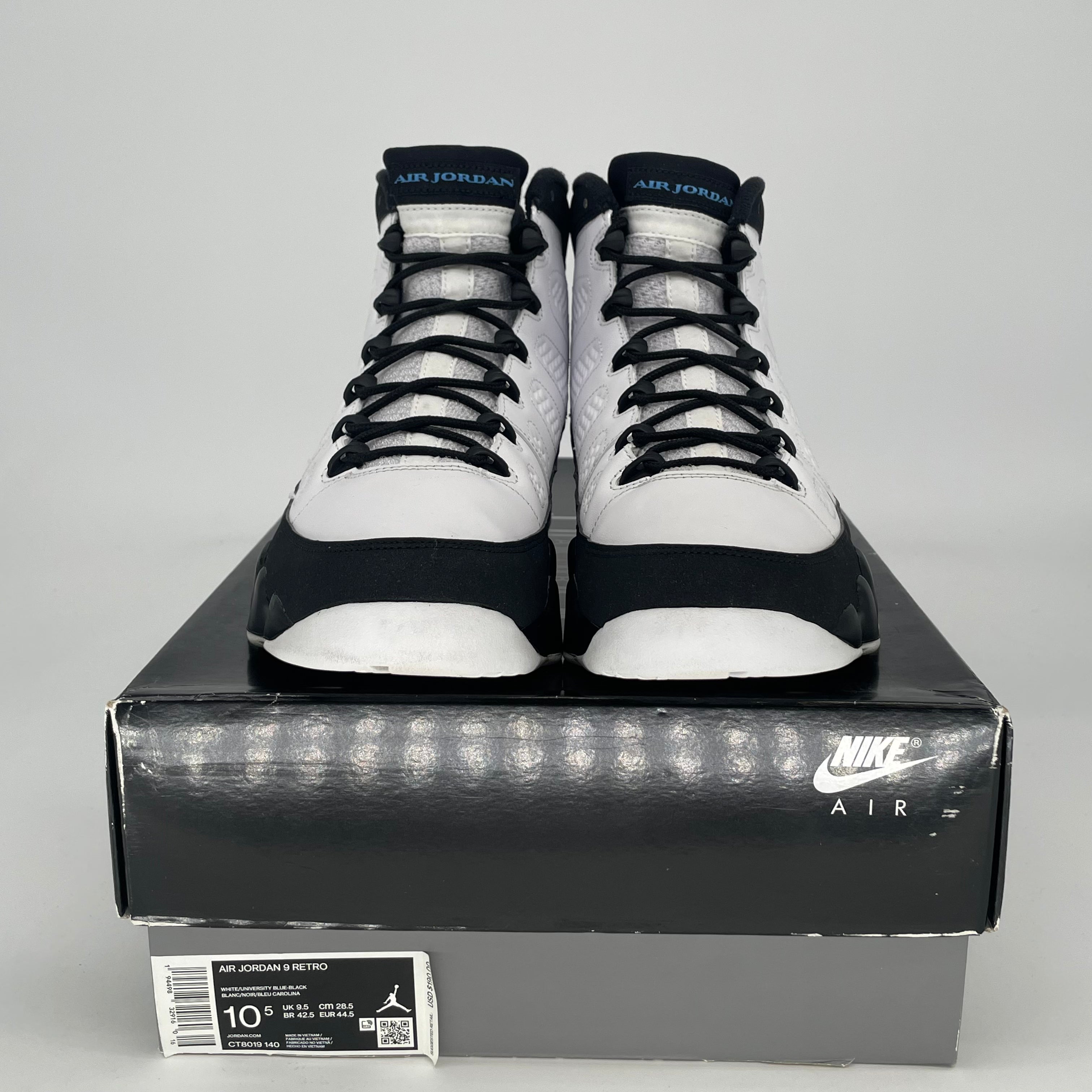AIR JORDAN 9 UNIVERSITY BLUE CT8019-140 SIZE 10.5/12W