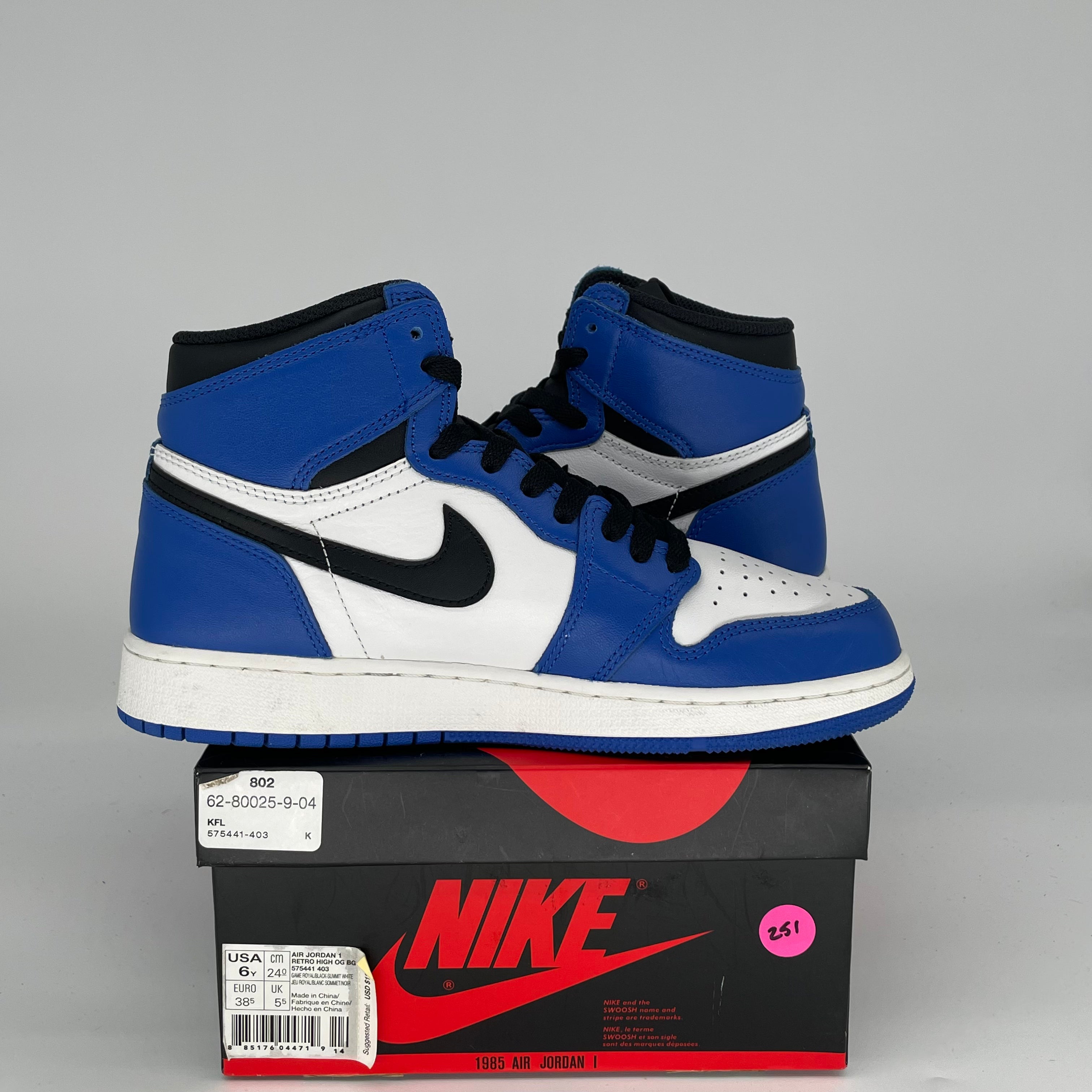 AIR JORDAN 1 GAME ROYAL SIZE 6/7.5w 575441-403