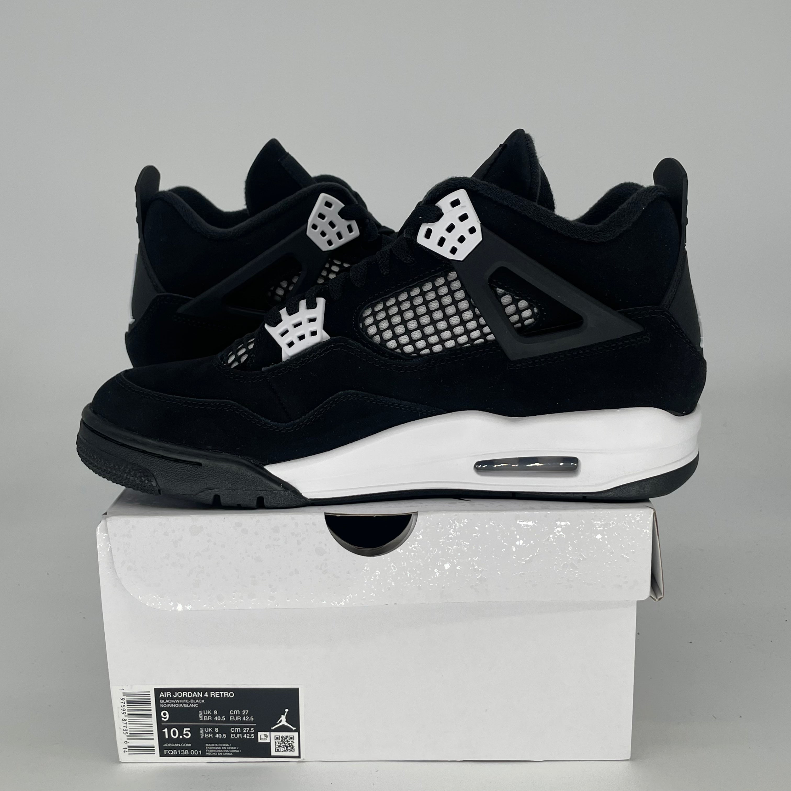 AIR JORDAN 4 WHITE THUNDER FQ8138-001 SIZE 9/10.5W