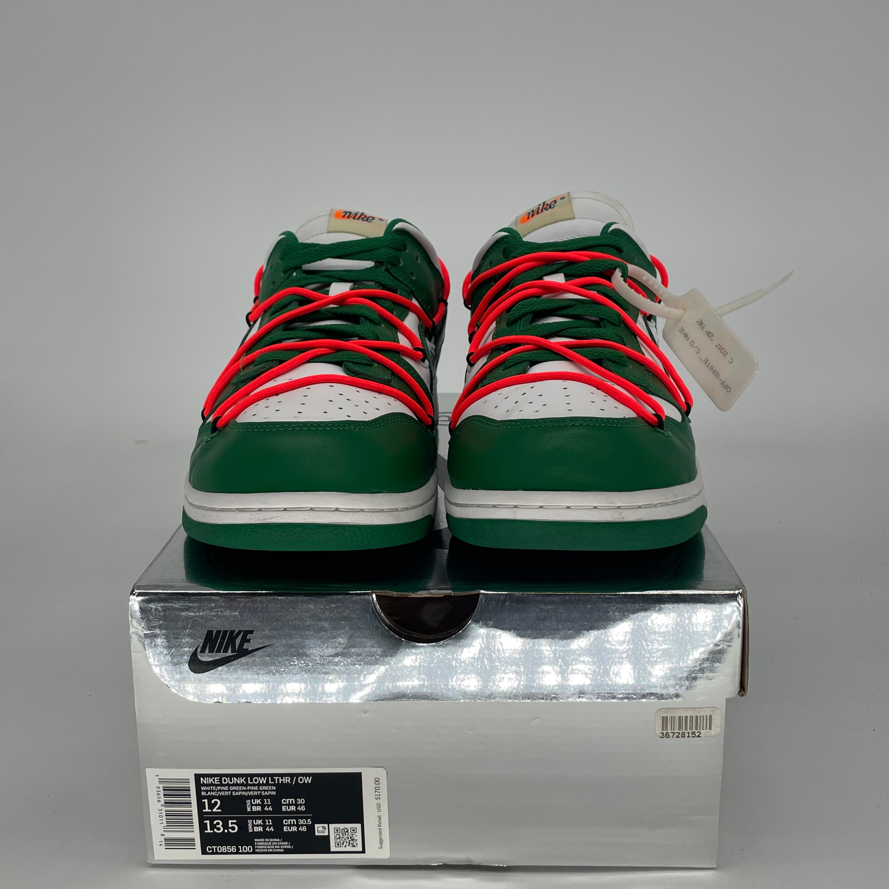 OFF WHITE X NIKE DUNK LOW PINE GREEN CT0856-100 SIZE 12/13.5W