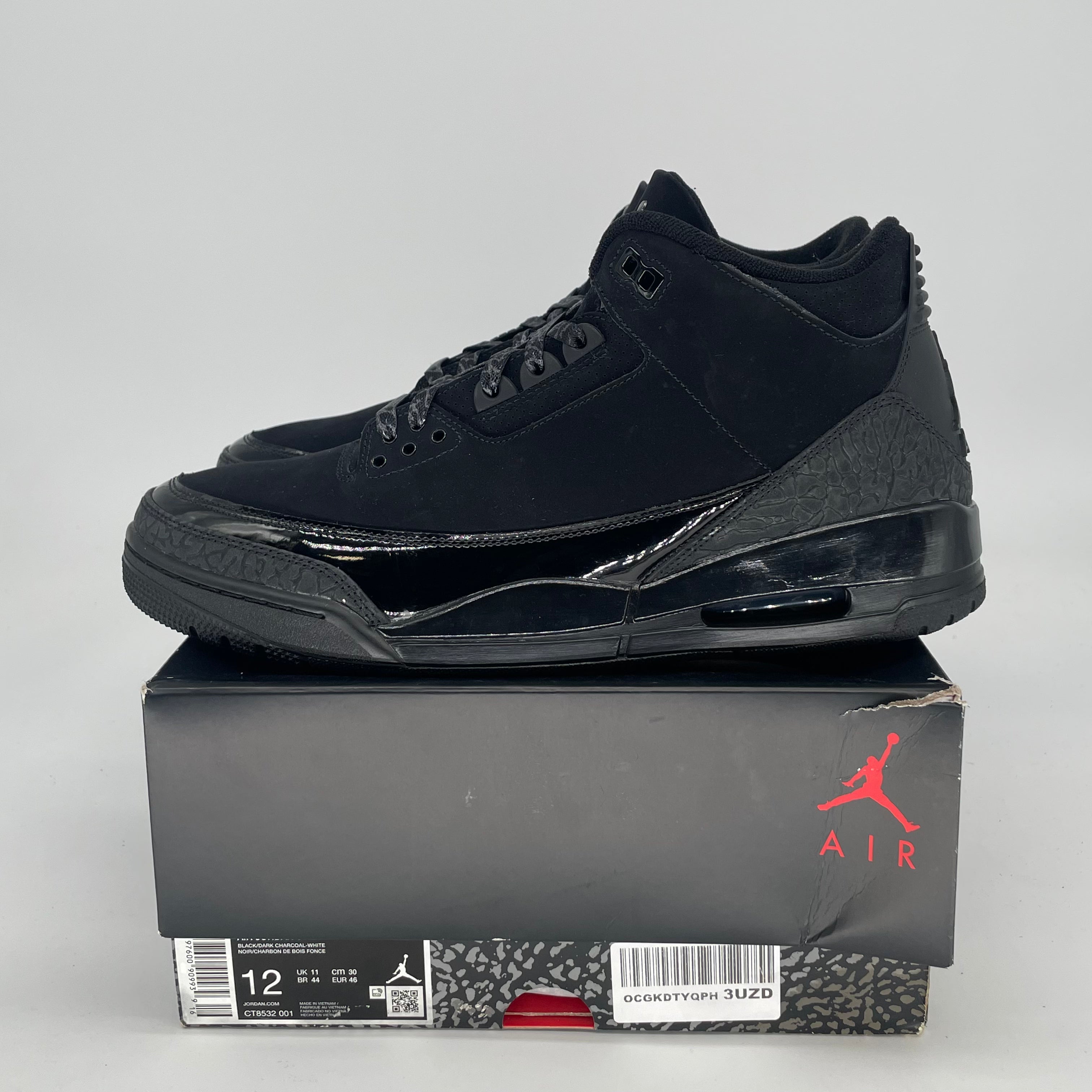 AIR JORDAN 3 BLACK CAT CT8532-001 SIZE 12/13.5W