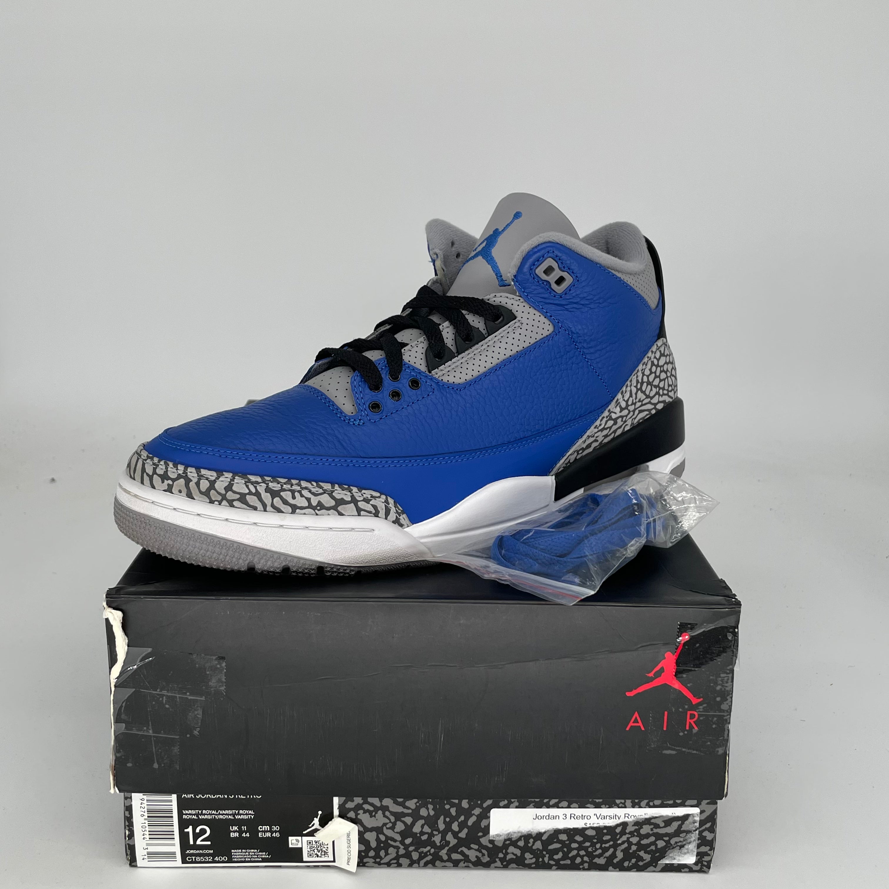 AIR JORDAN 3 VARSITY ROYAL CEMENT SIZE 12 CT8532-400