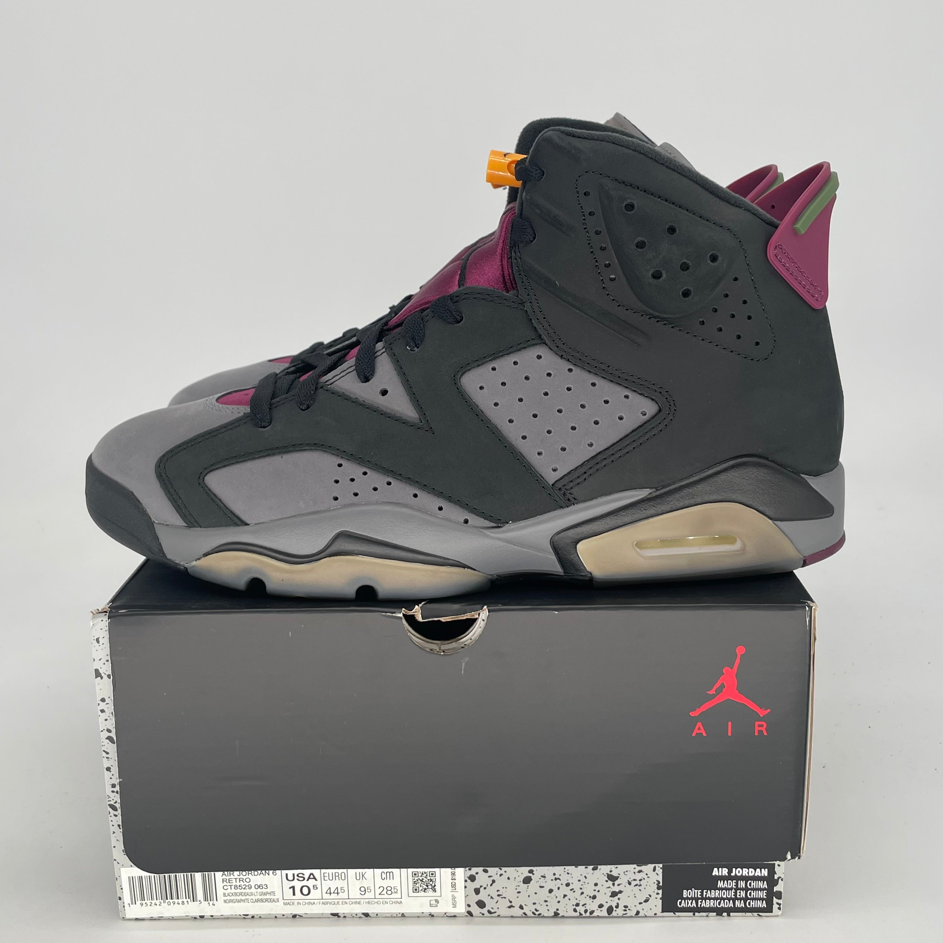 AIR JORDAN 6 BORDEAUX CT8529-063 SIZE 10.5/12W