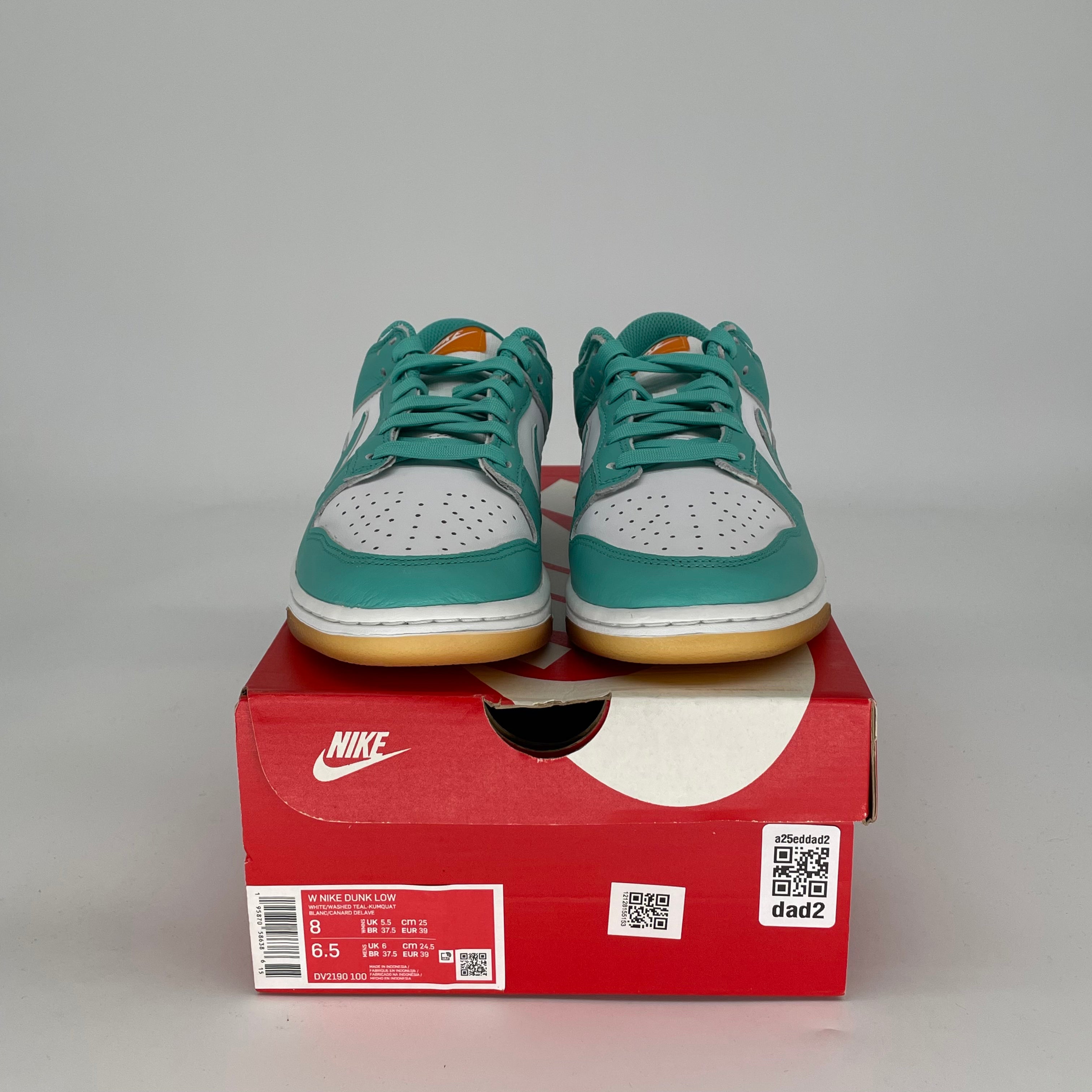 NIKE DUNK LOW TEAL ZEAL W SIZE 6.5/8W DV2190-100