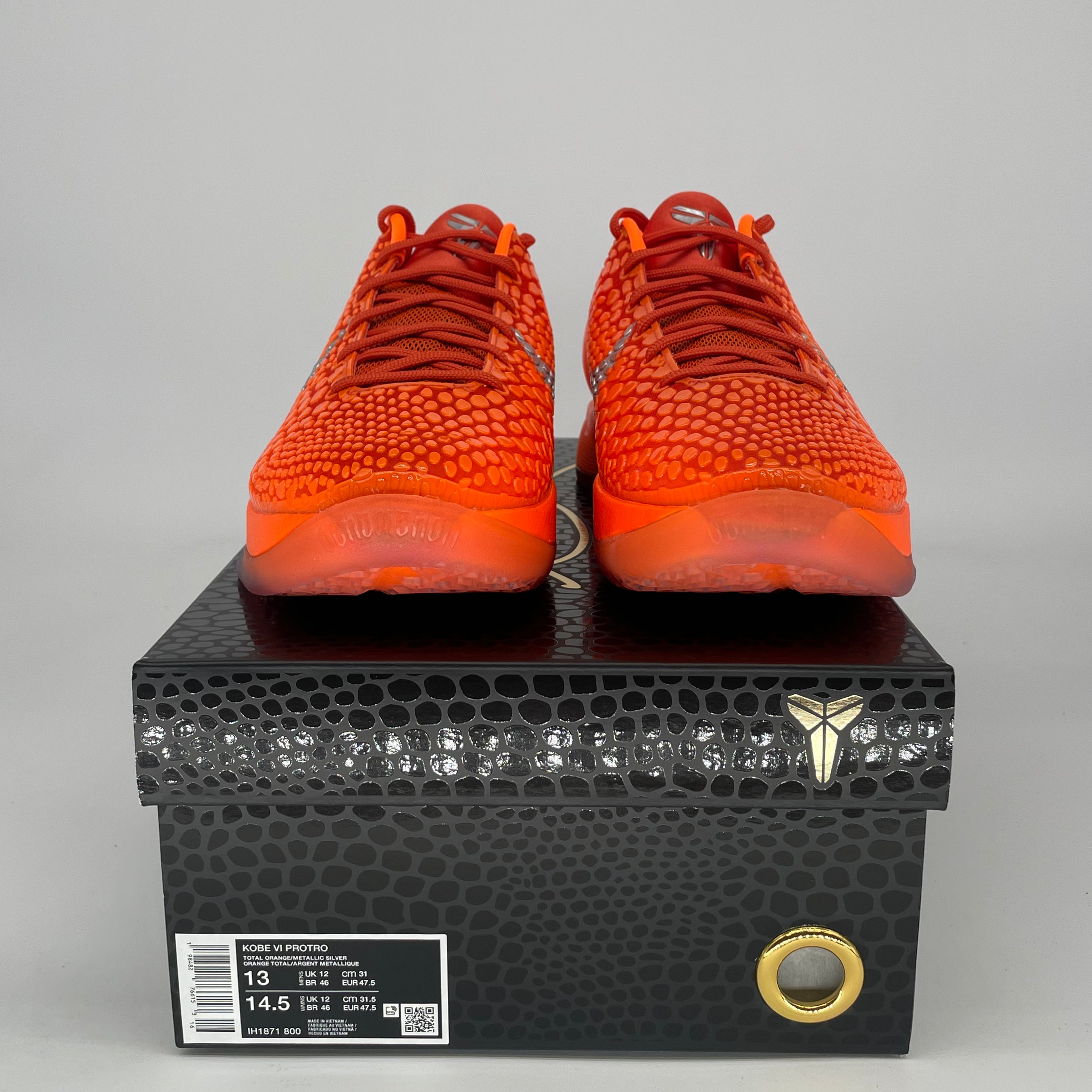 NIKE KOBE 6 PROTRO TOTAL ORANGE IH1871-800 SIZE 13/14.5W