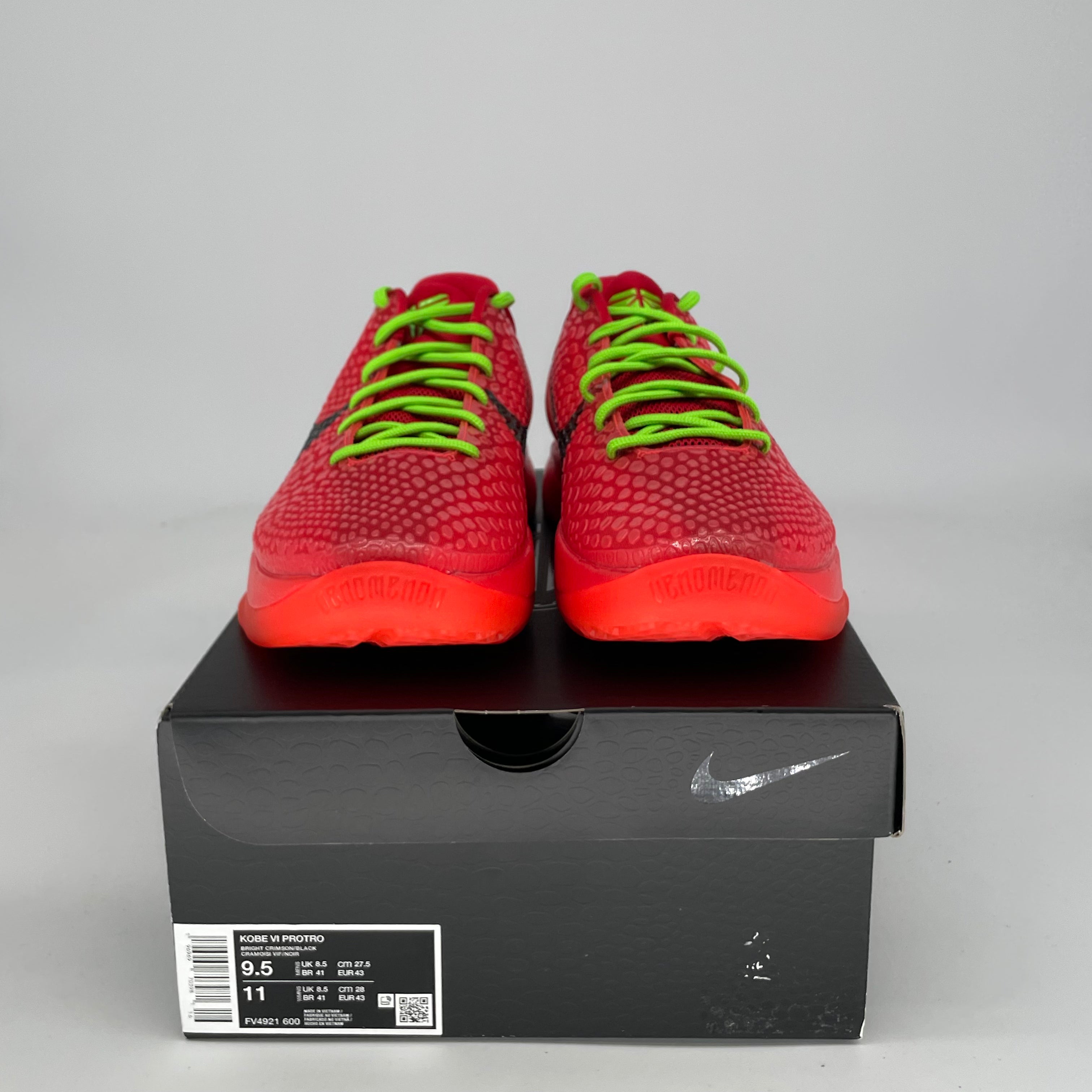 NIKE KOBE 6 PROTRO REVERSE GRINCH SIZE 9.5/11W FV4921-600