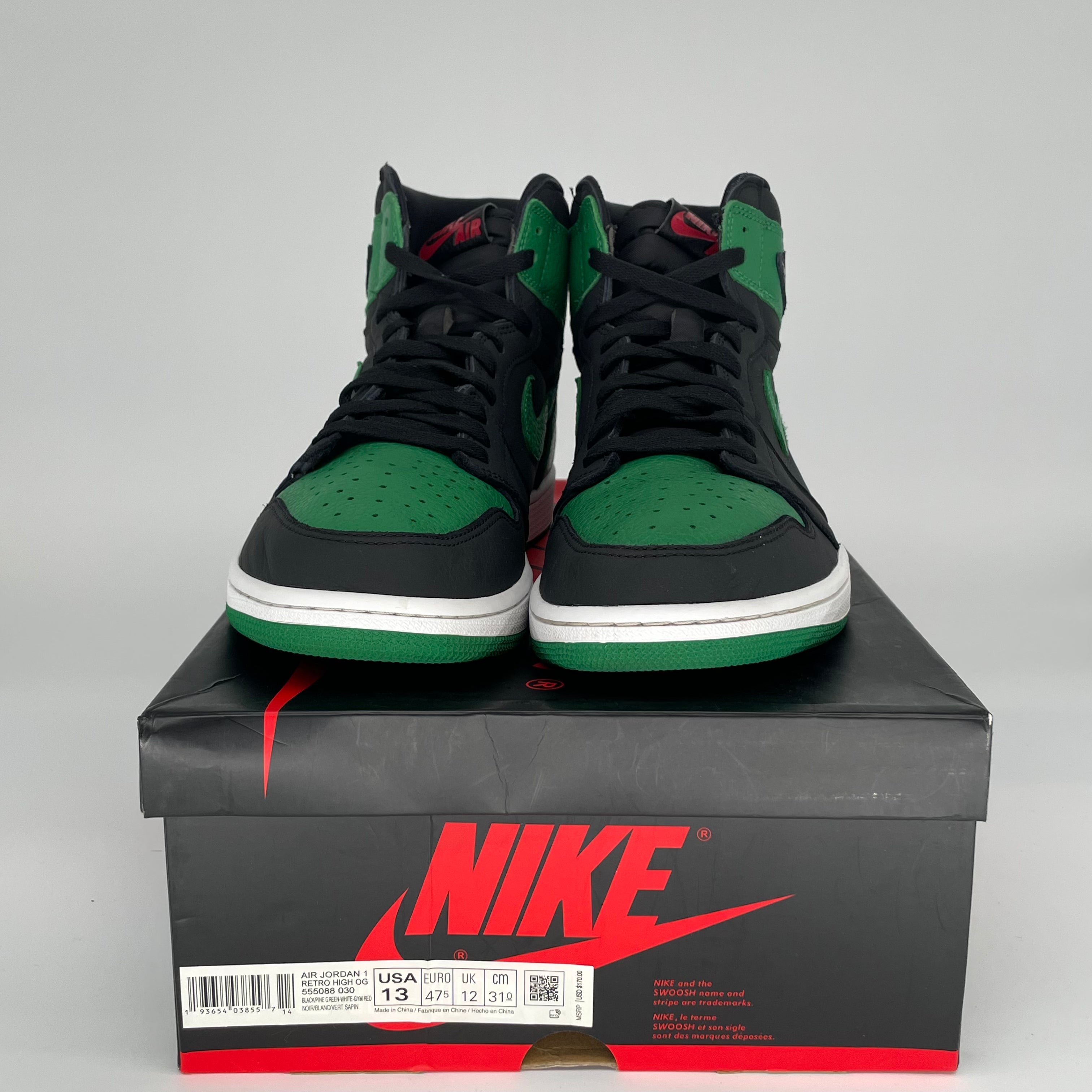 AIR JORDAN 1 PINE GREEN BLACK SIZE 13 555088-030