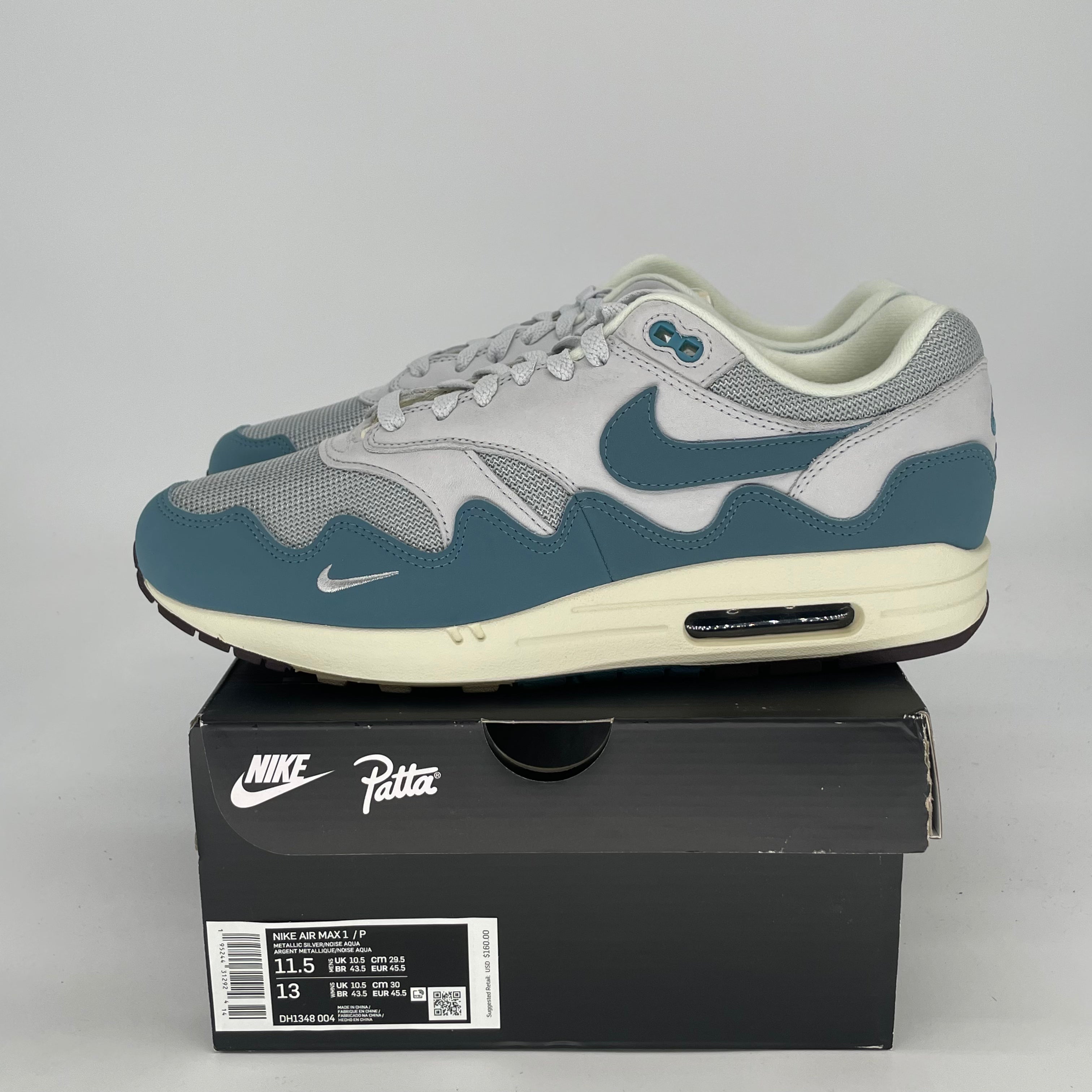 NIKE AIR MAX 1 PATTA WAVES NOISE AQUA W/ BRACELET DH1348-004 SIZE 11.5/13W