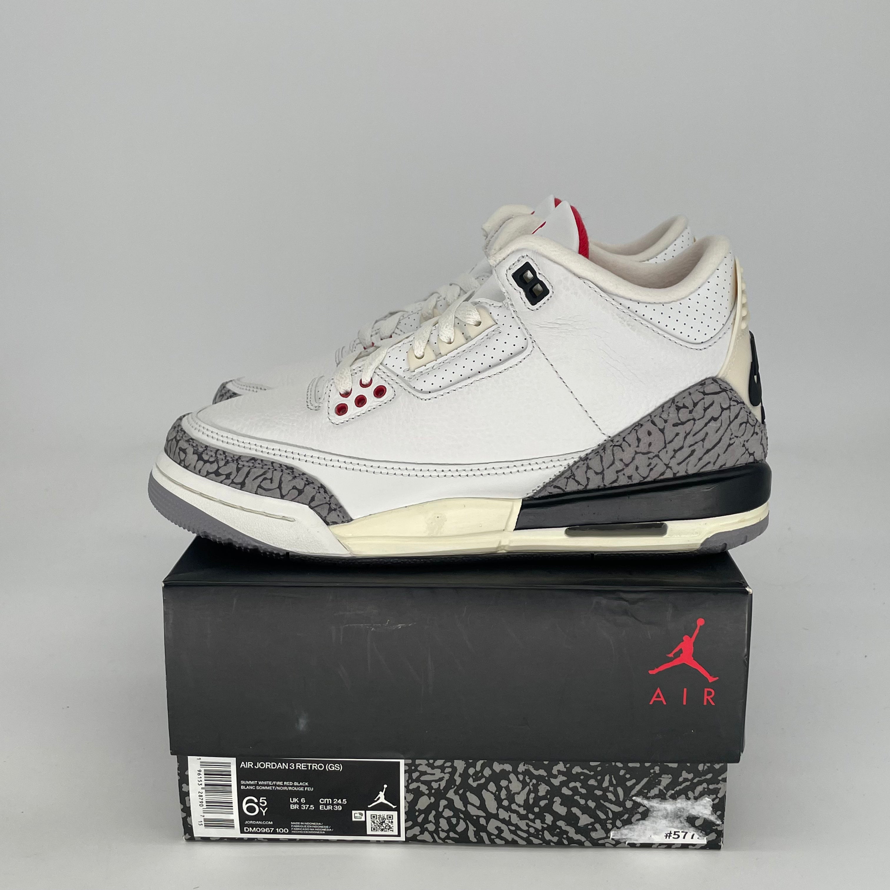 AIR JORDAN 3 WHITE CEMENT REIMAGINED DM0967-100 SIZE 6.5/8W