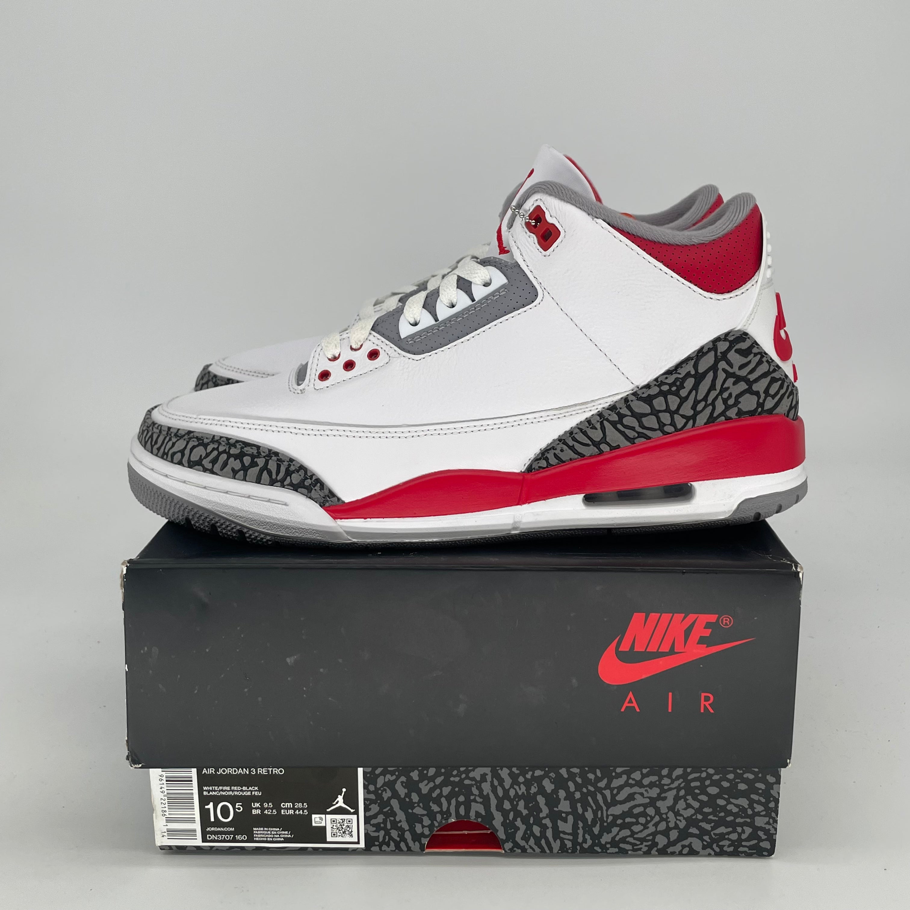 AIR JORDAN 3 FIRE RED DN3707-160 SIZE 10.5/12W