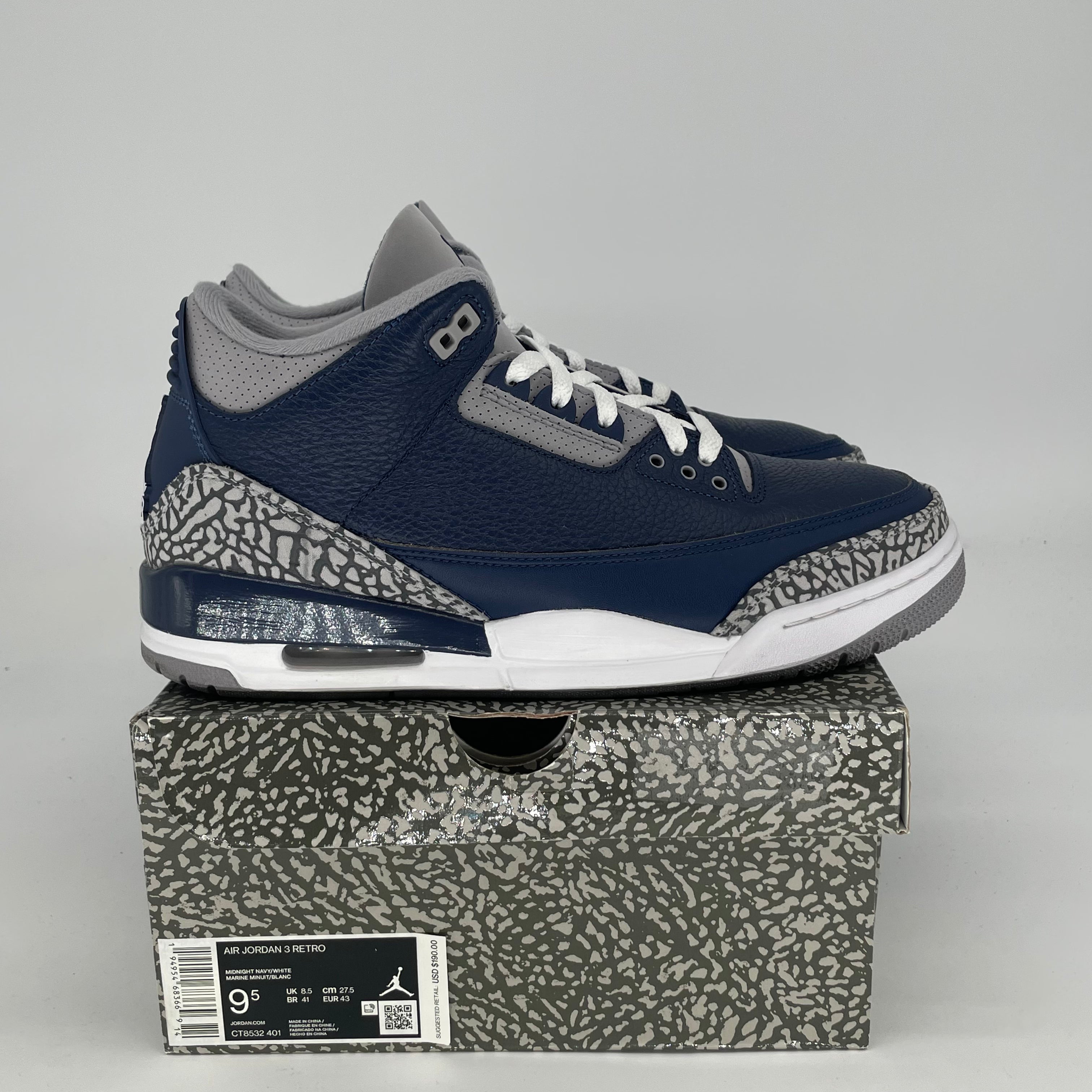 AIR JORDAN 3 GEORGETOWN CT8532-401 SIZE 9.5/11W