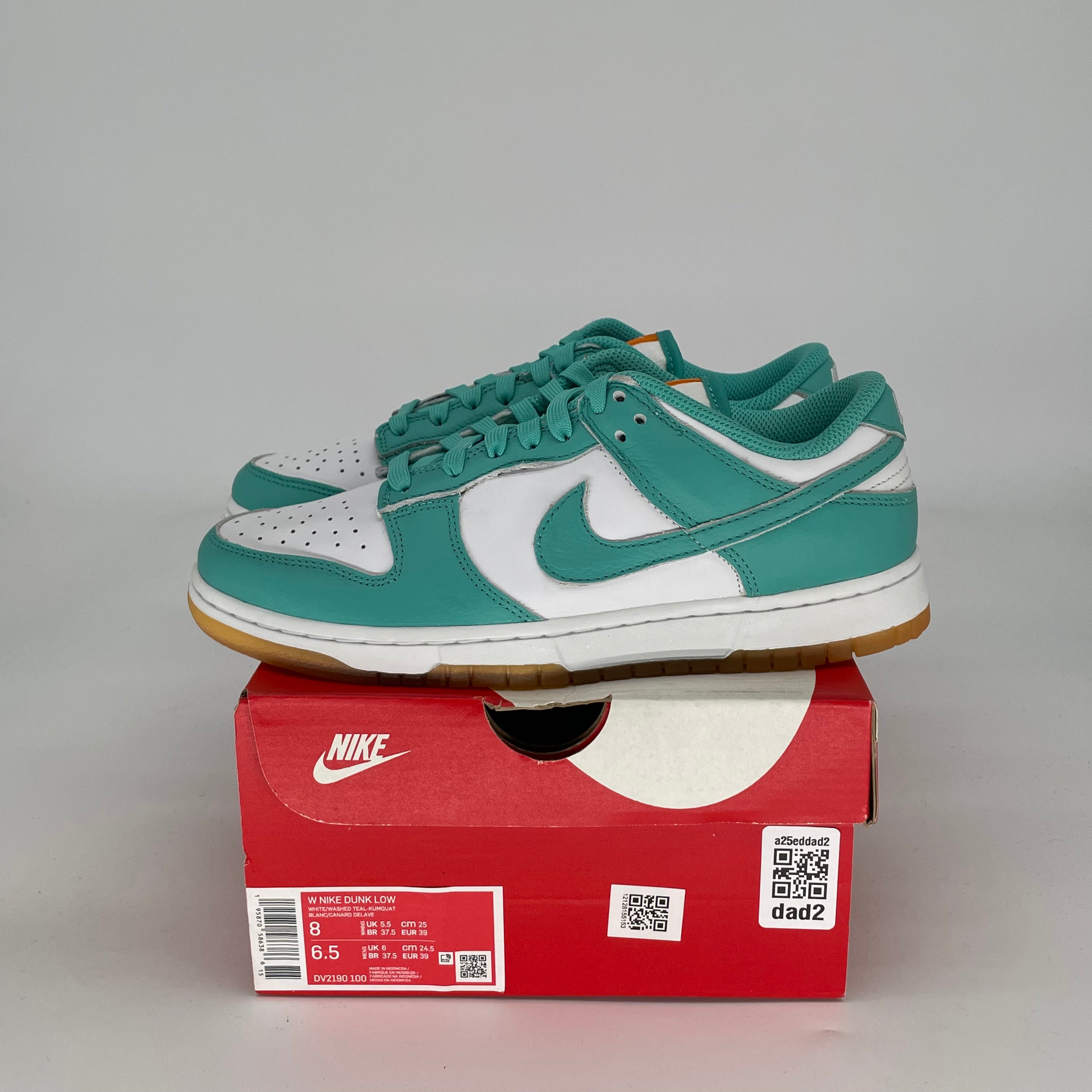 NIKE DUNK LOW TEAL ZEAL W SIZE 6.5/8W DV2190-100