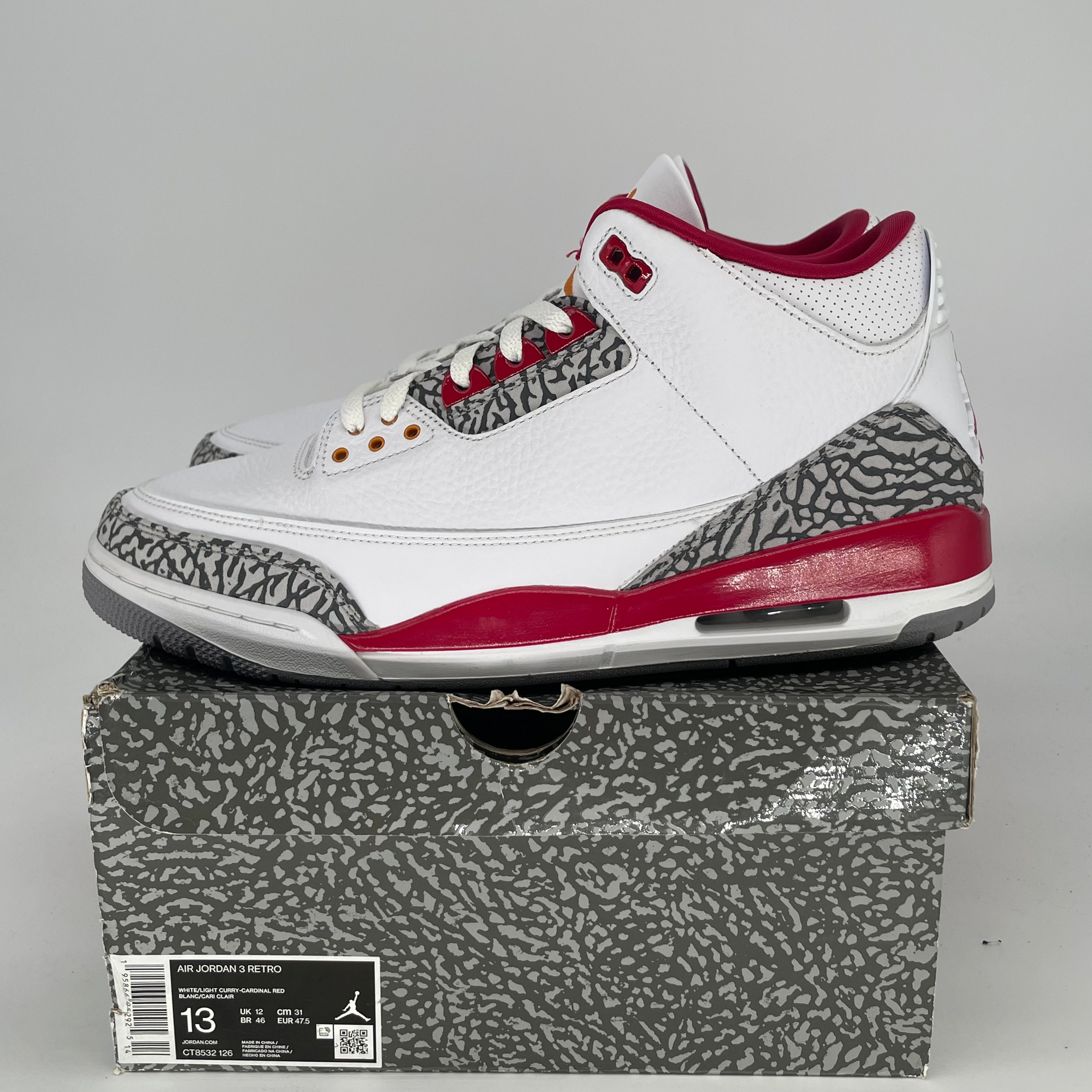 AIR JORDAN 3 CARDINAL CT8532-126 SIZE 13/14.5W