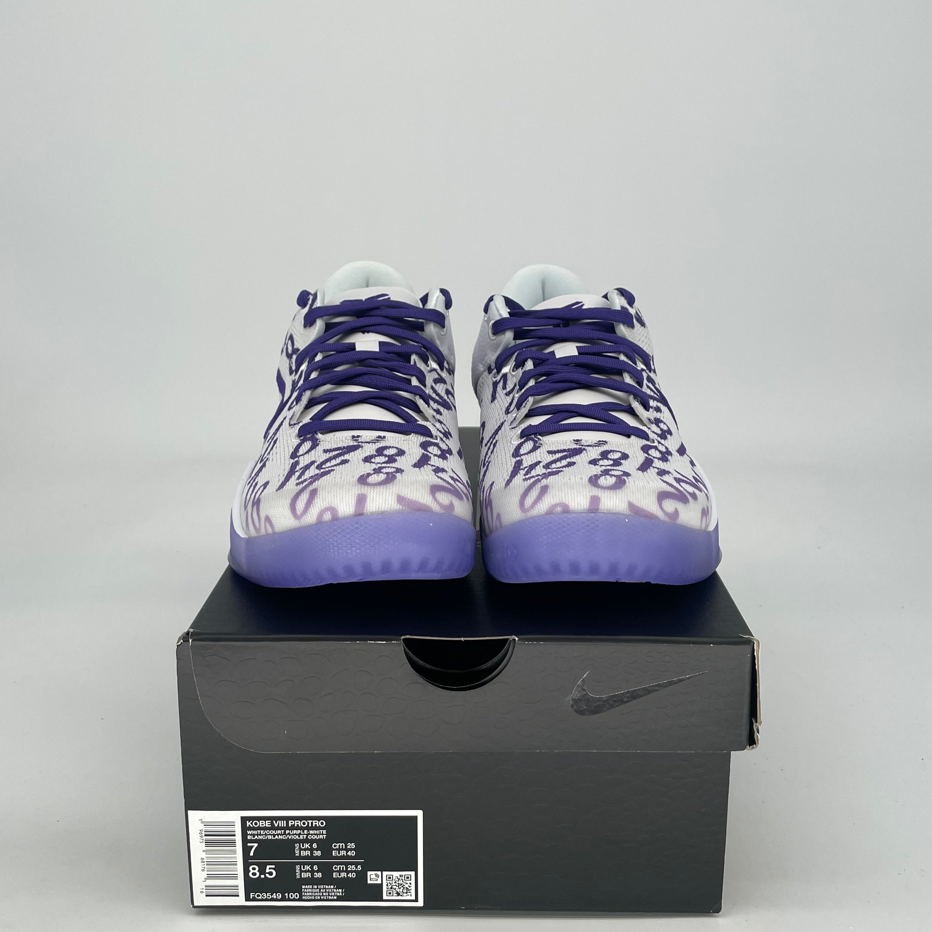 NIKE KOBE 8 PROTRO COURT PURPLE FQ3549-100 SIZE 7/8.5W