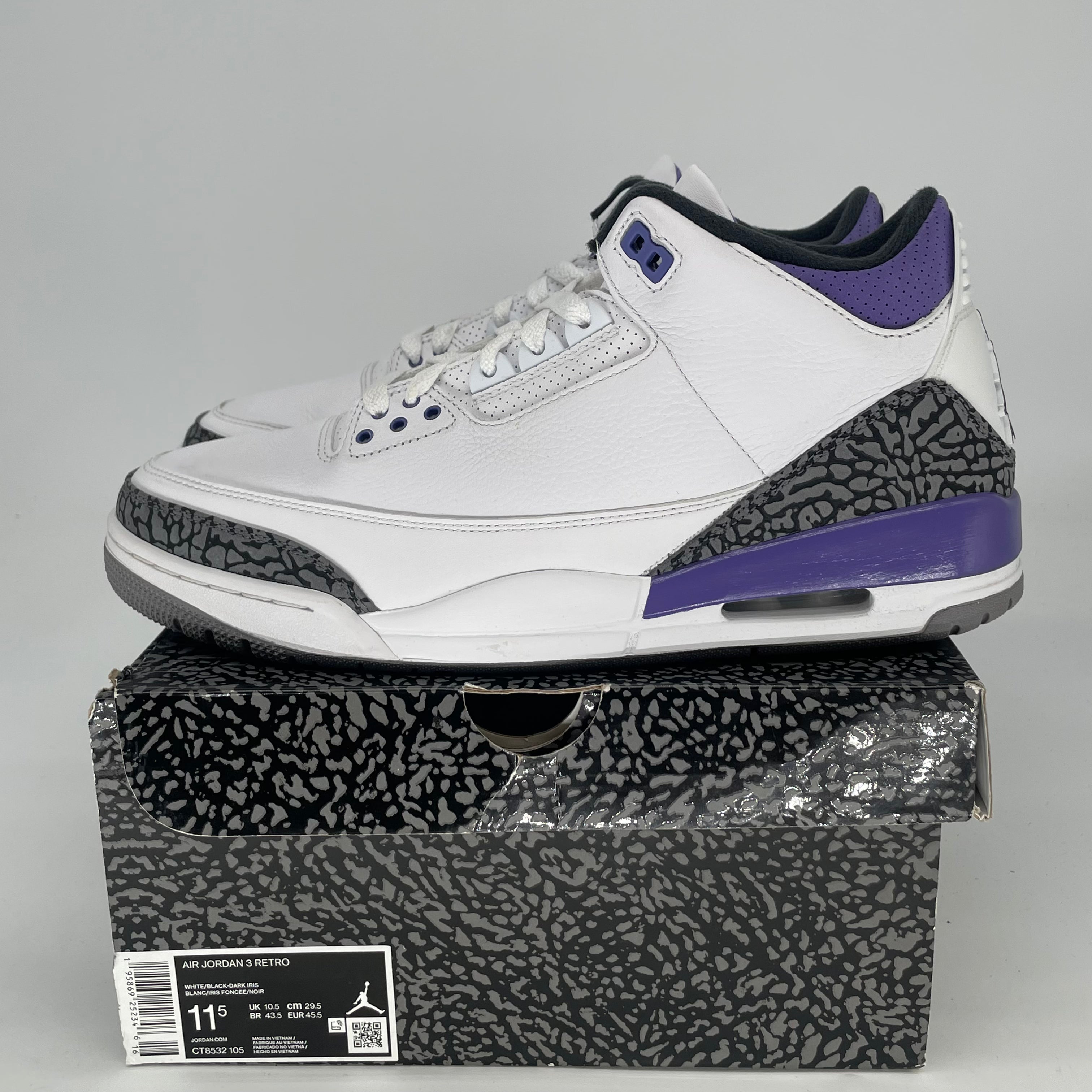 AIR JORDAN 3 DARK IRIS SIZE 11.5/13W CT8532-105