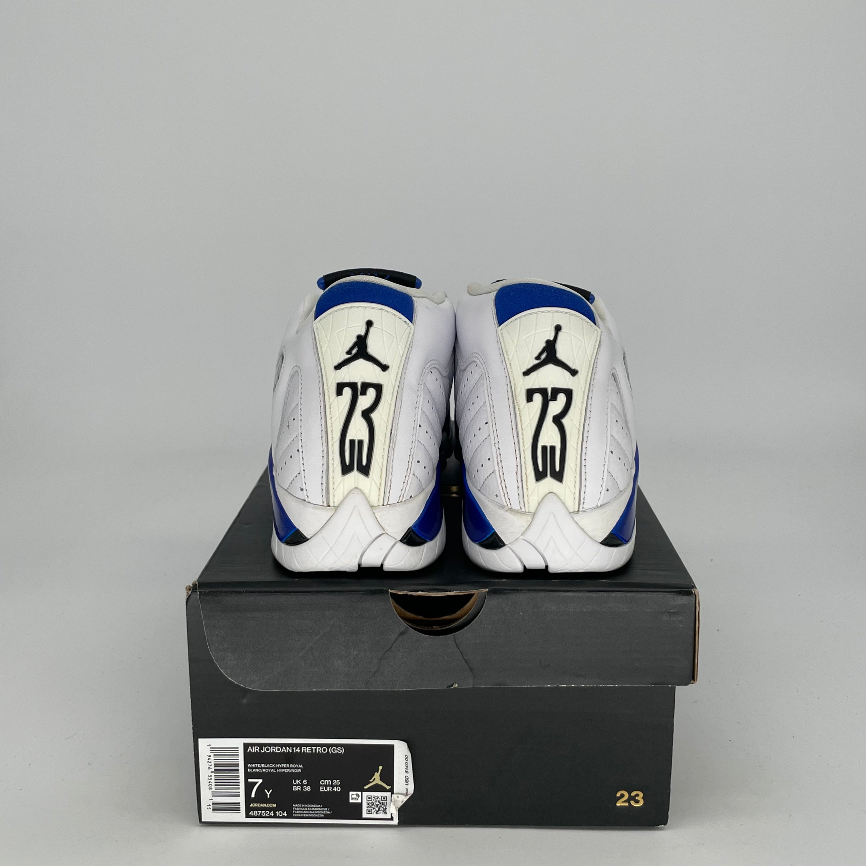AIR JORDAN 14 WHITE HYPER ROYAL SIZE 7/8.5W 487524-104