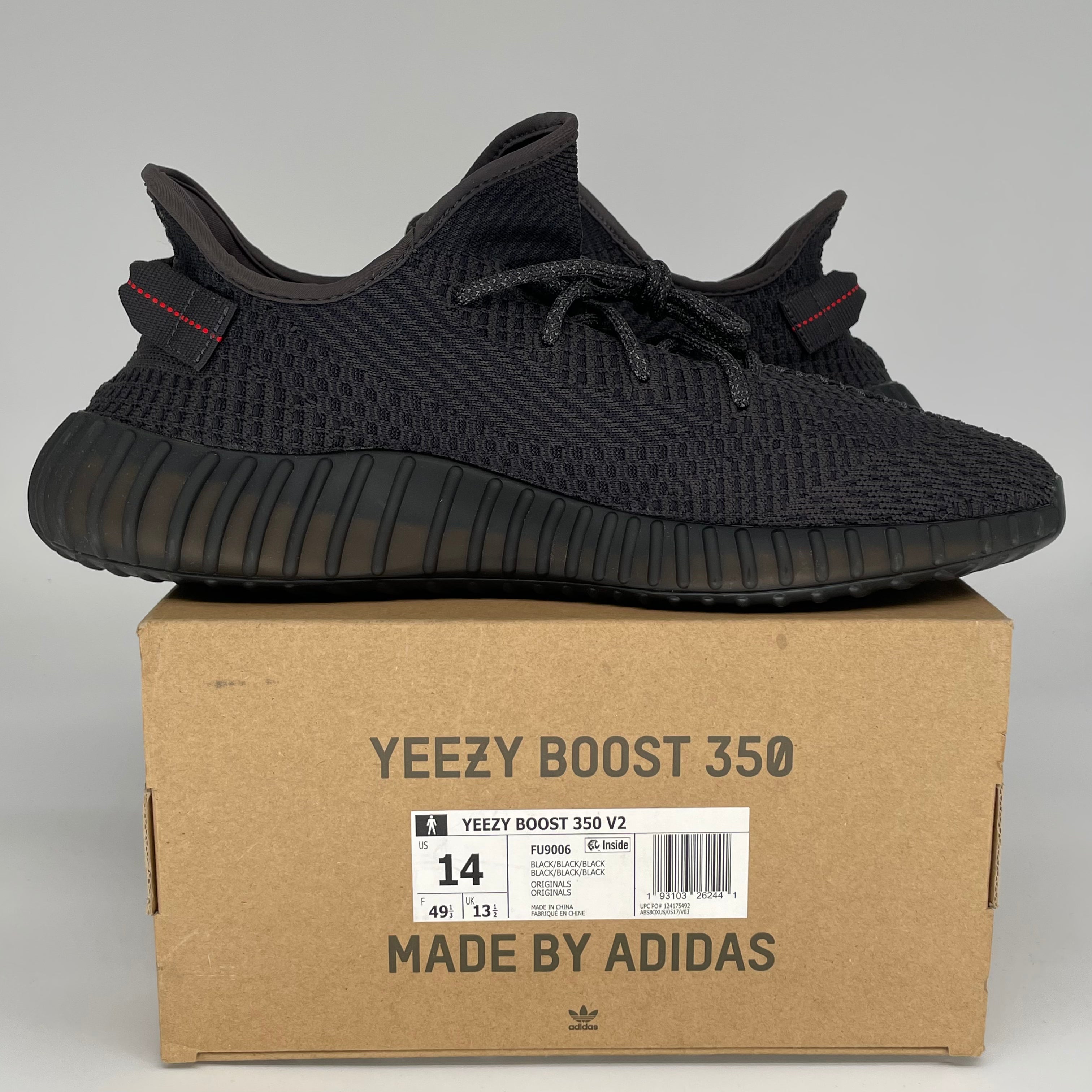 ADIDAS YEEZY 350 V2 BLACK NON-REFLECTIVE SIZE 14 FU9006