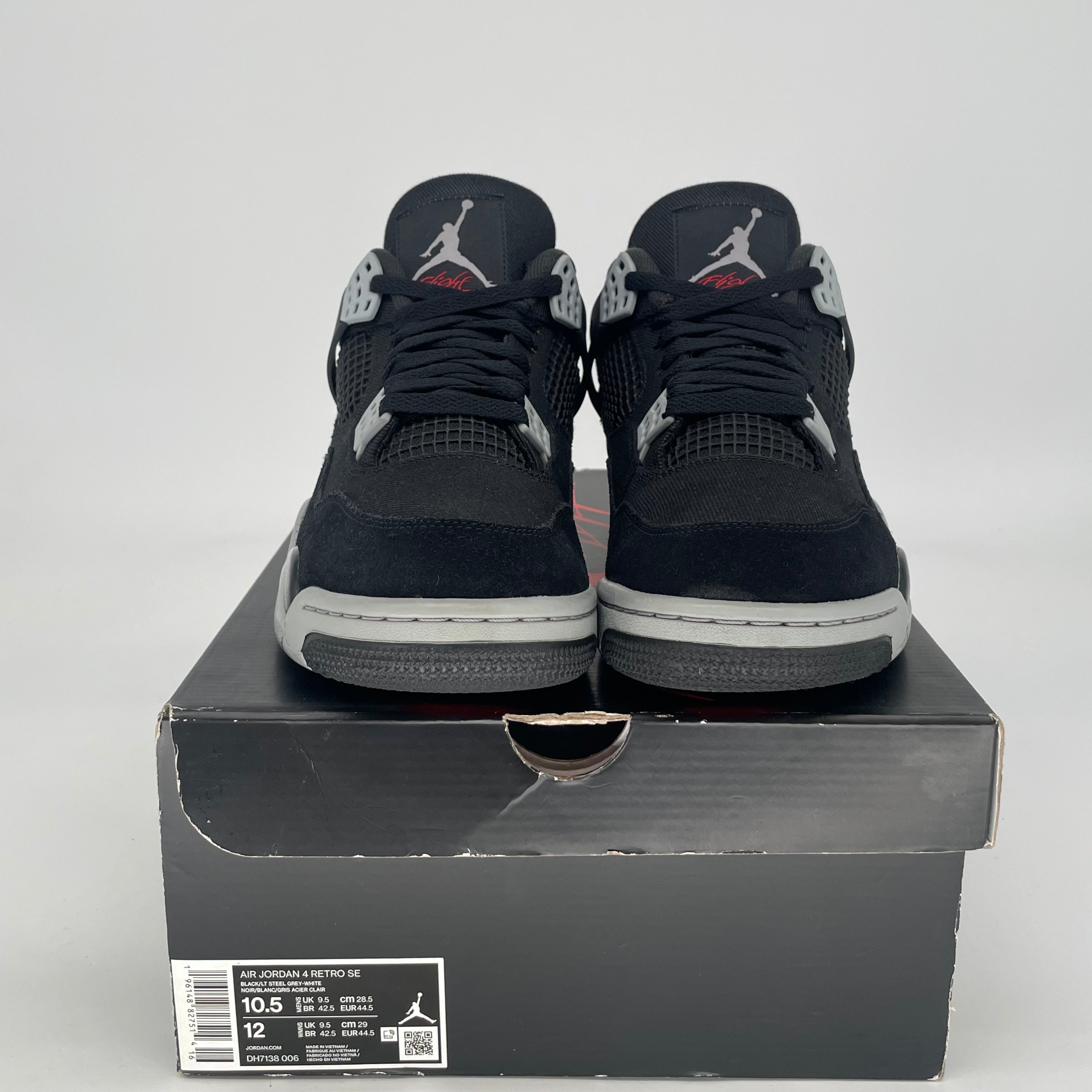 AIR JORDAN 4 BLACK CANVAS DH7138-006 SIZE 10.5/12W