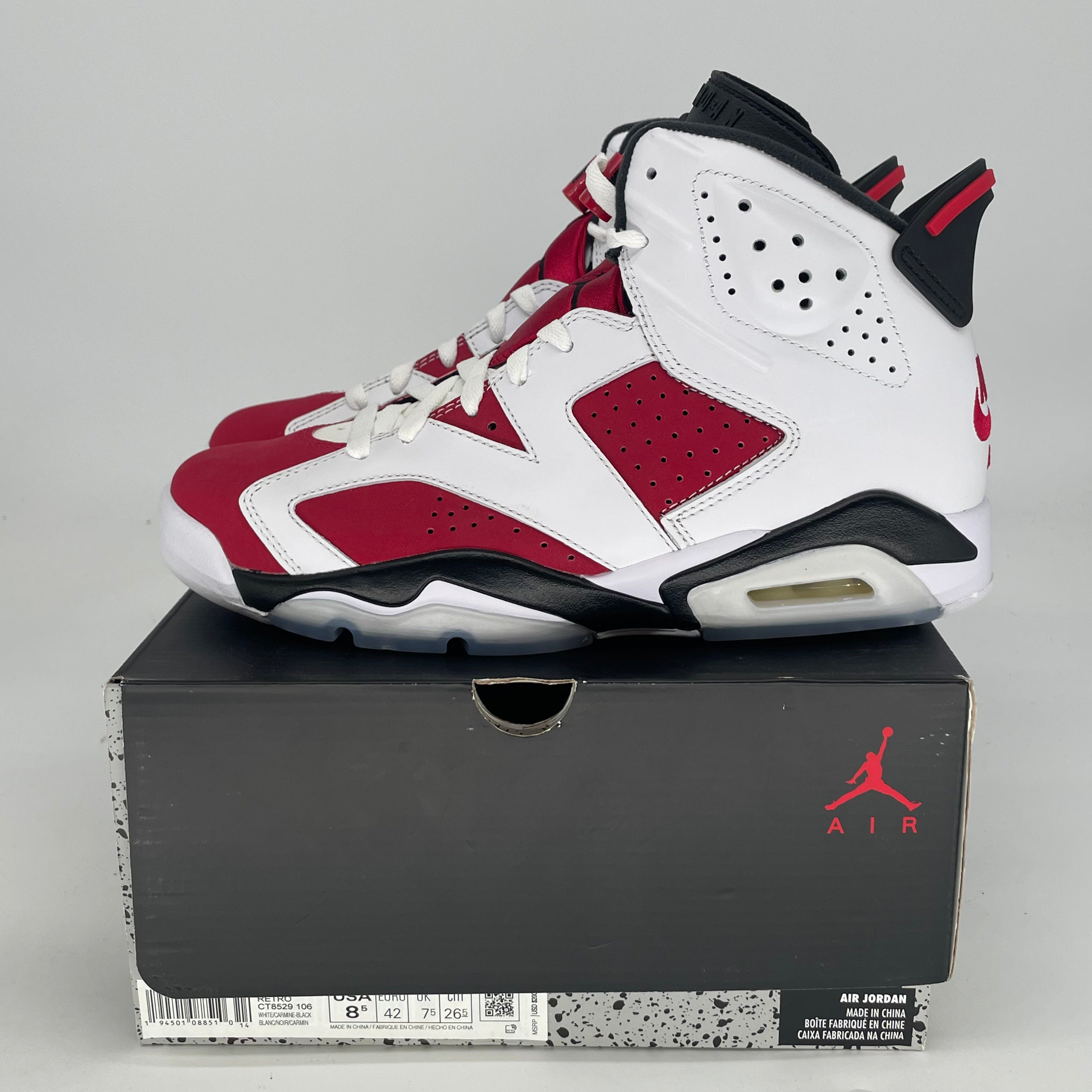 AIR JORDAN 6 CARMINE CT8529-106 SIZE 8.5/10W