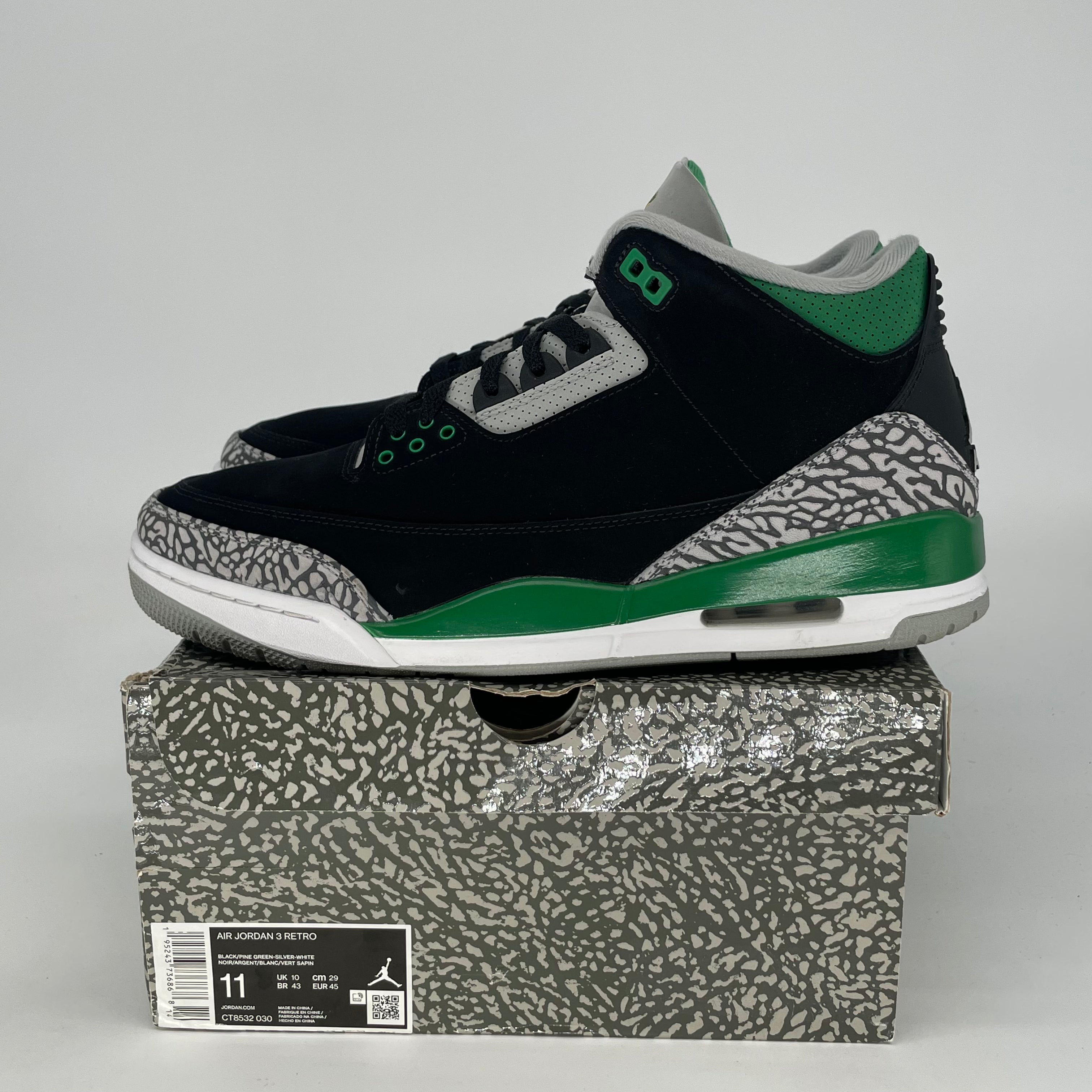 AIR JORDAN 3 PINE GREEN CT8532-030 SIZE 11/12.5W