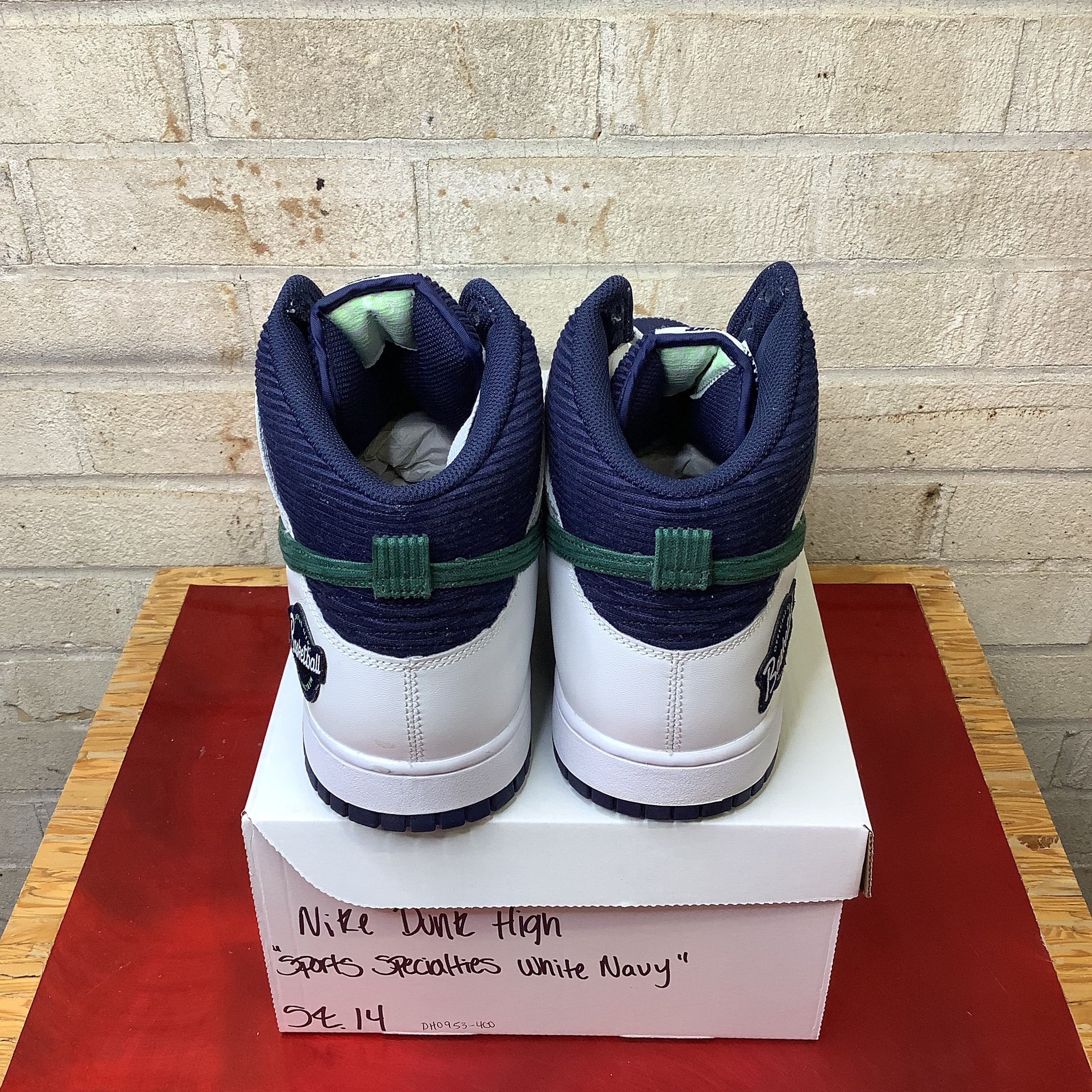NIKE DUNK HIGH SPORTS SPECIALTIES WHITE NAVY SIZE 14 DH0953-400