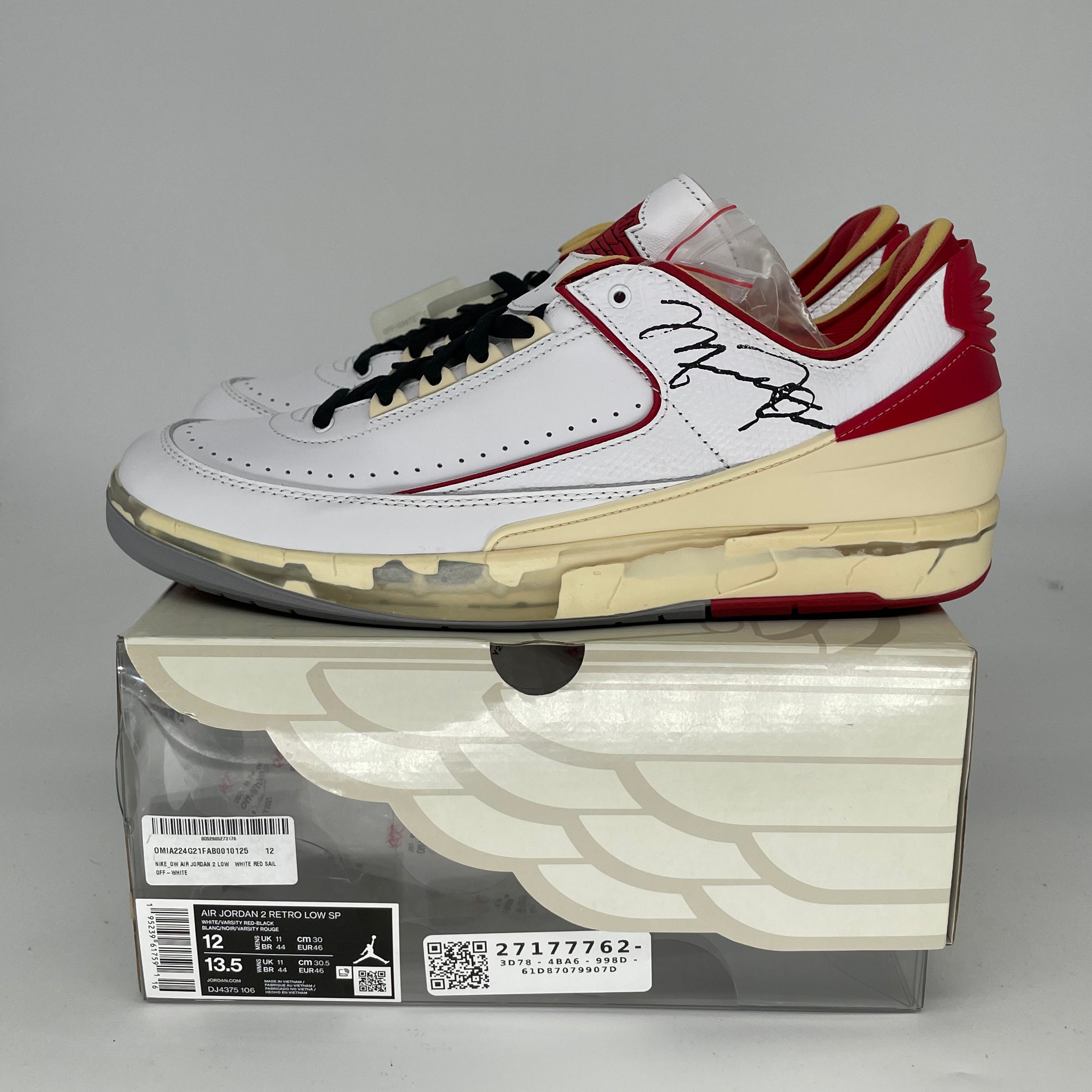 OFF WHITE X AIR JORDAN 2 LOW WHITE RED SIZE 12 DJ4375-106