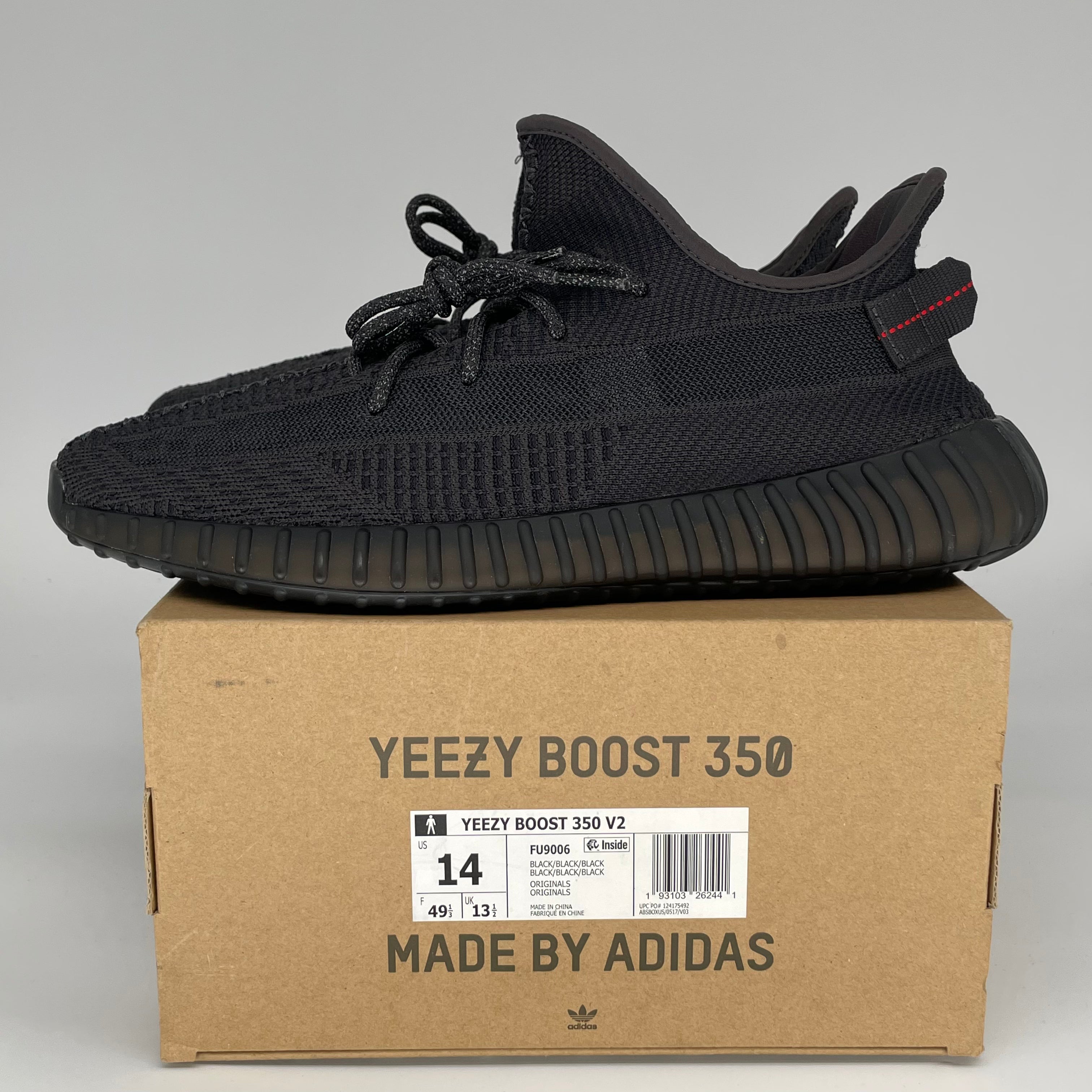 ADIDAS YEEZY 350 V2 BLACK NON-REFLECTIVE SIZE 14 FU9006