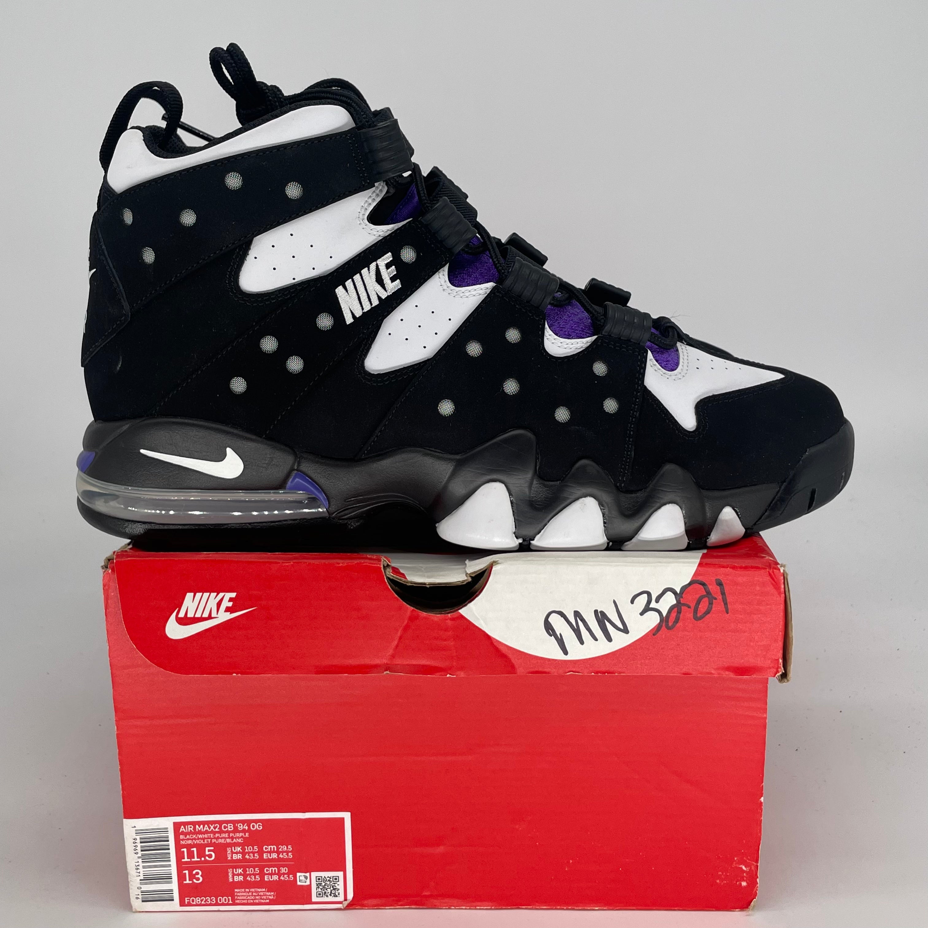 NIKE AIR MAX 2 CB 94 BLACK WHITE PURPLE CZ7871-001 SIZE 11.5/13W