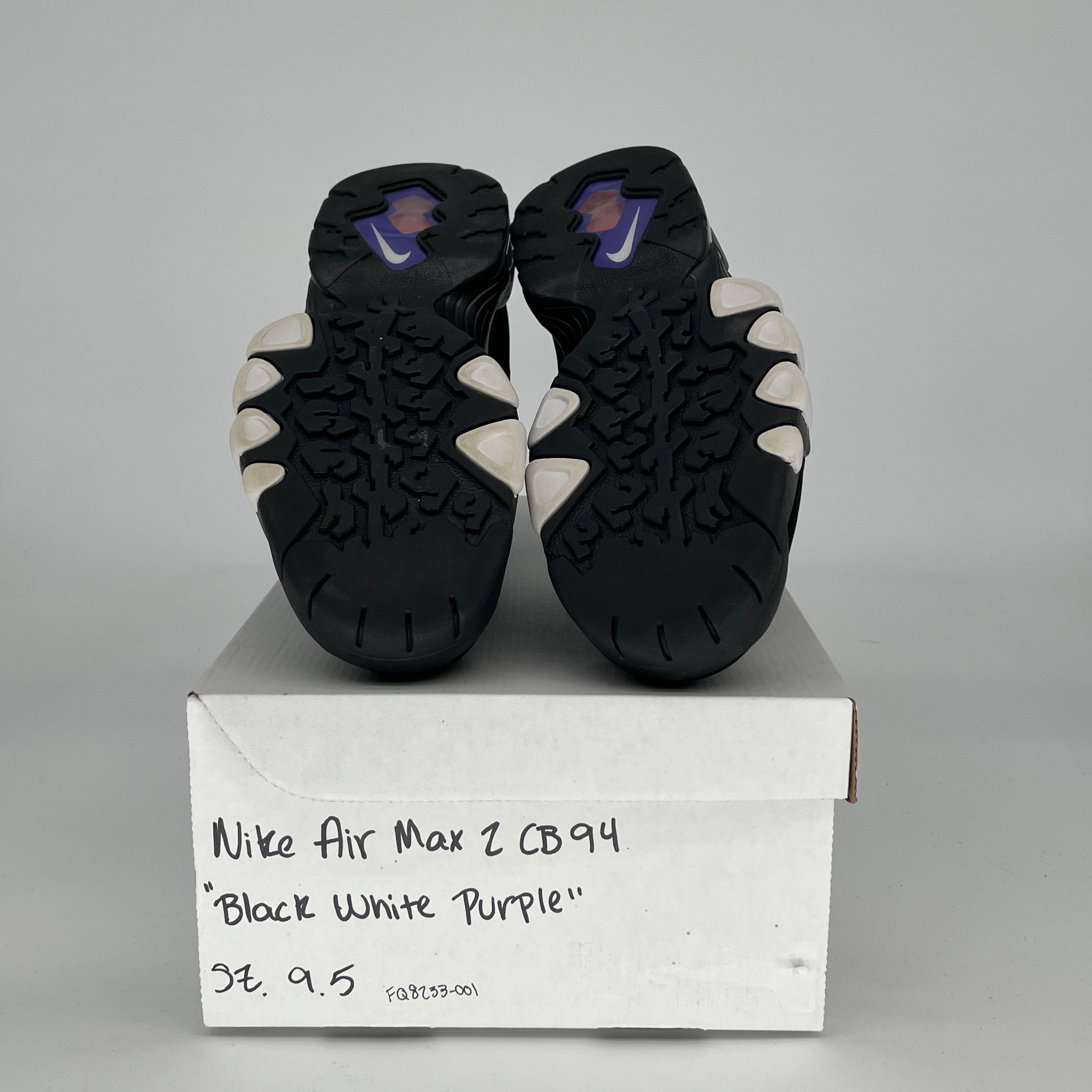 NIKE AIR MAX 2 CB 94 BLACK WHITE PURPLE SIZE 9.5/11W FQ8233-001