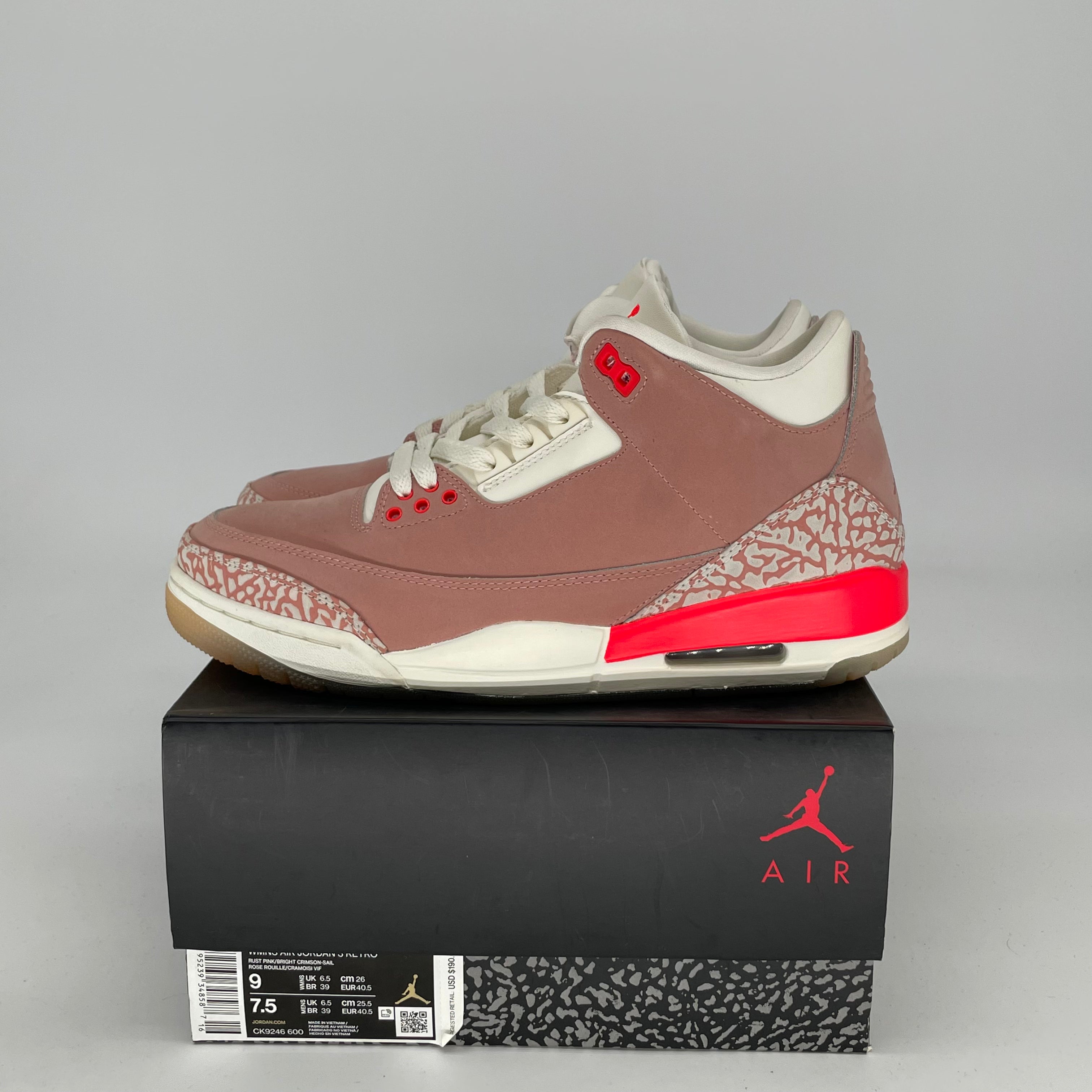 AIR JORDAN 3 RUST PINK W SIZE 7.5/9W CK9246-600