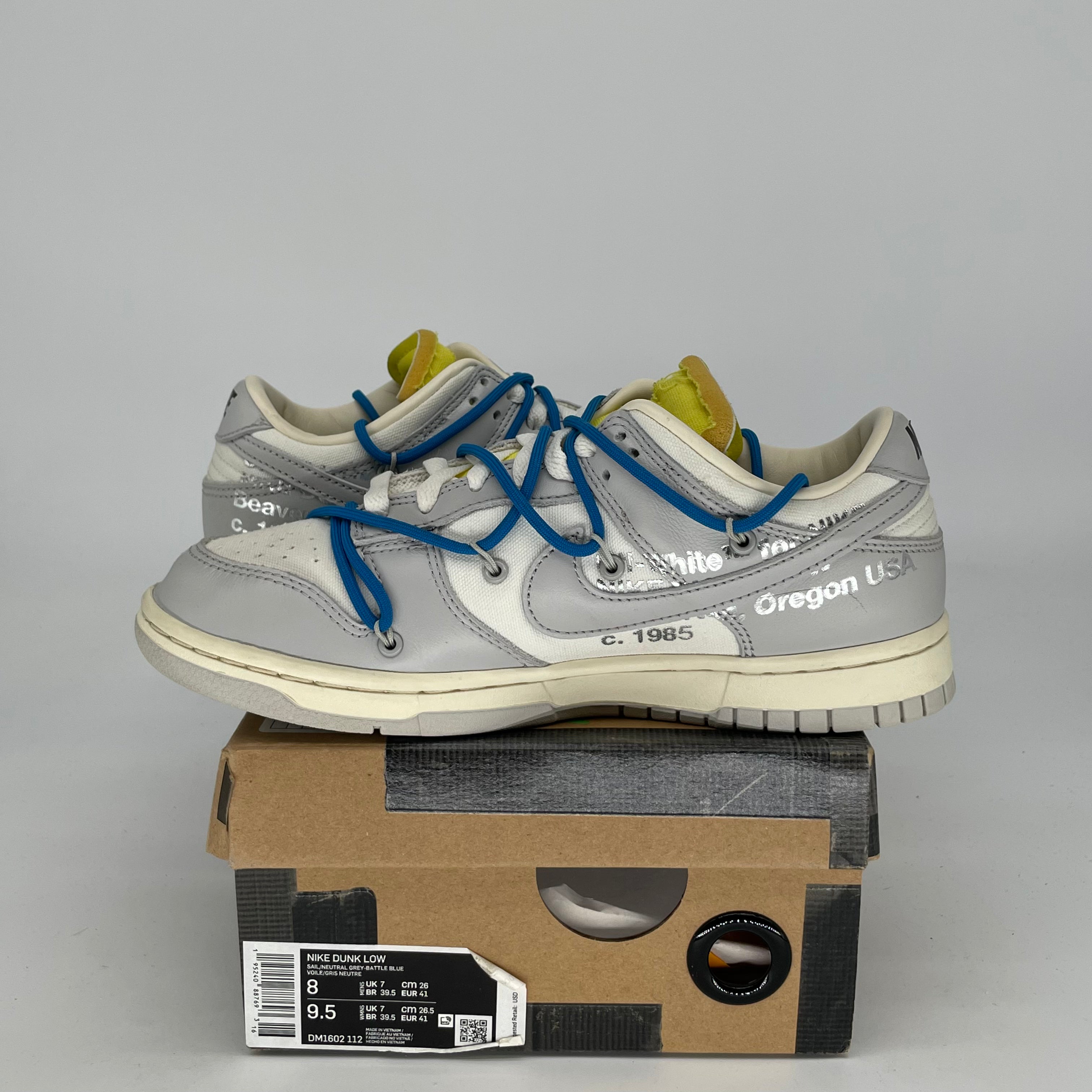 OFF WHITE X NIKE DUNK LOW LOT 10 SIZE 8/9.5W DM1602-112