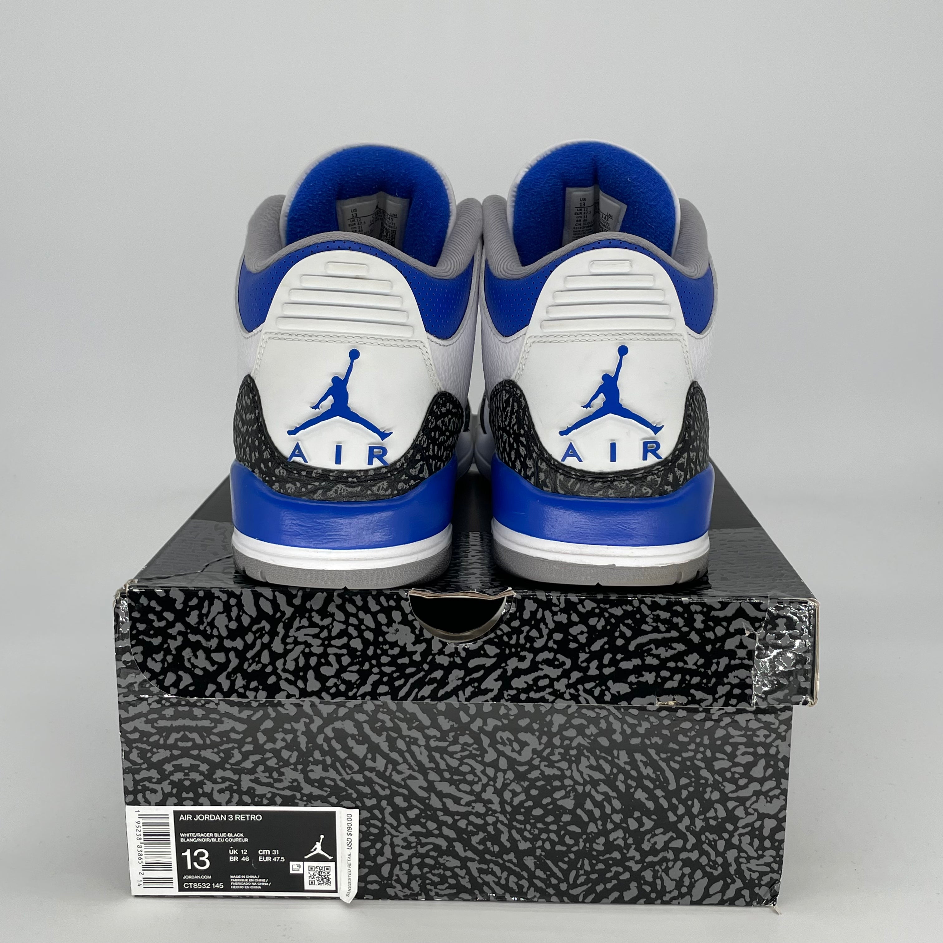 AIR JORDAN 3 RACER BLUE SIZE 13 CT8532-145