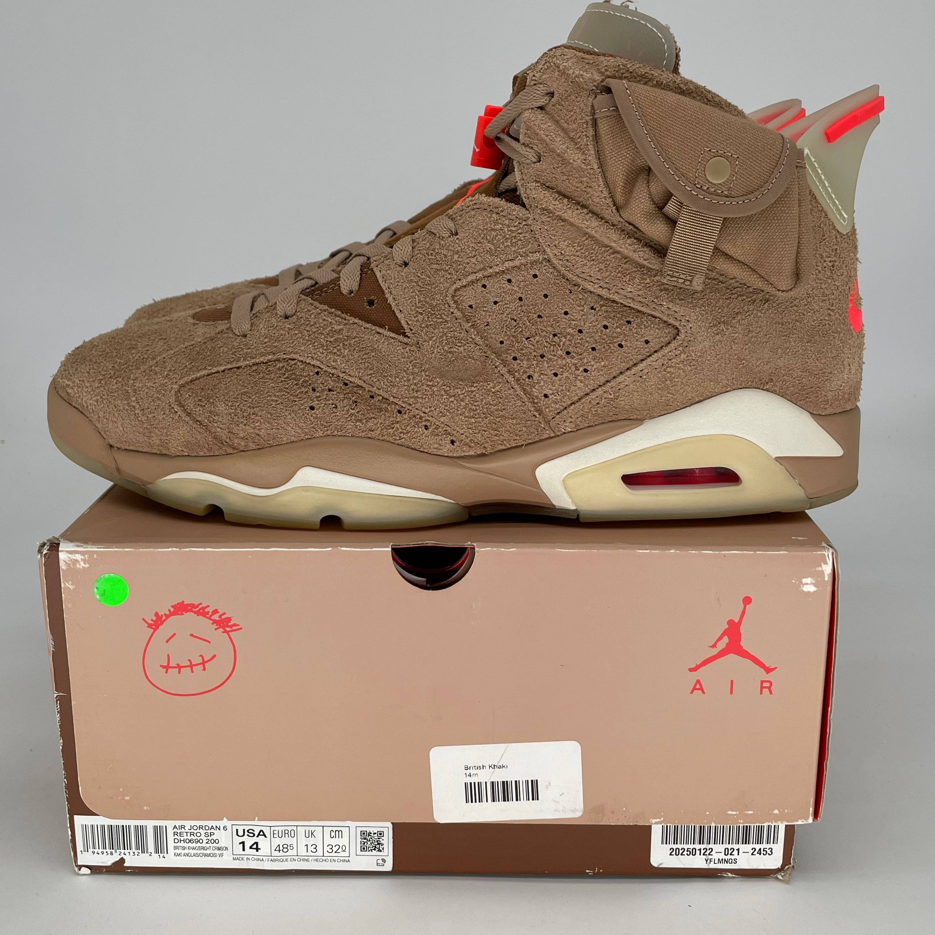 AIR JORDAN 6 TRAVIS SCOTT BRITISH KHAKI SIZE 14 DH0690-200