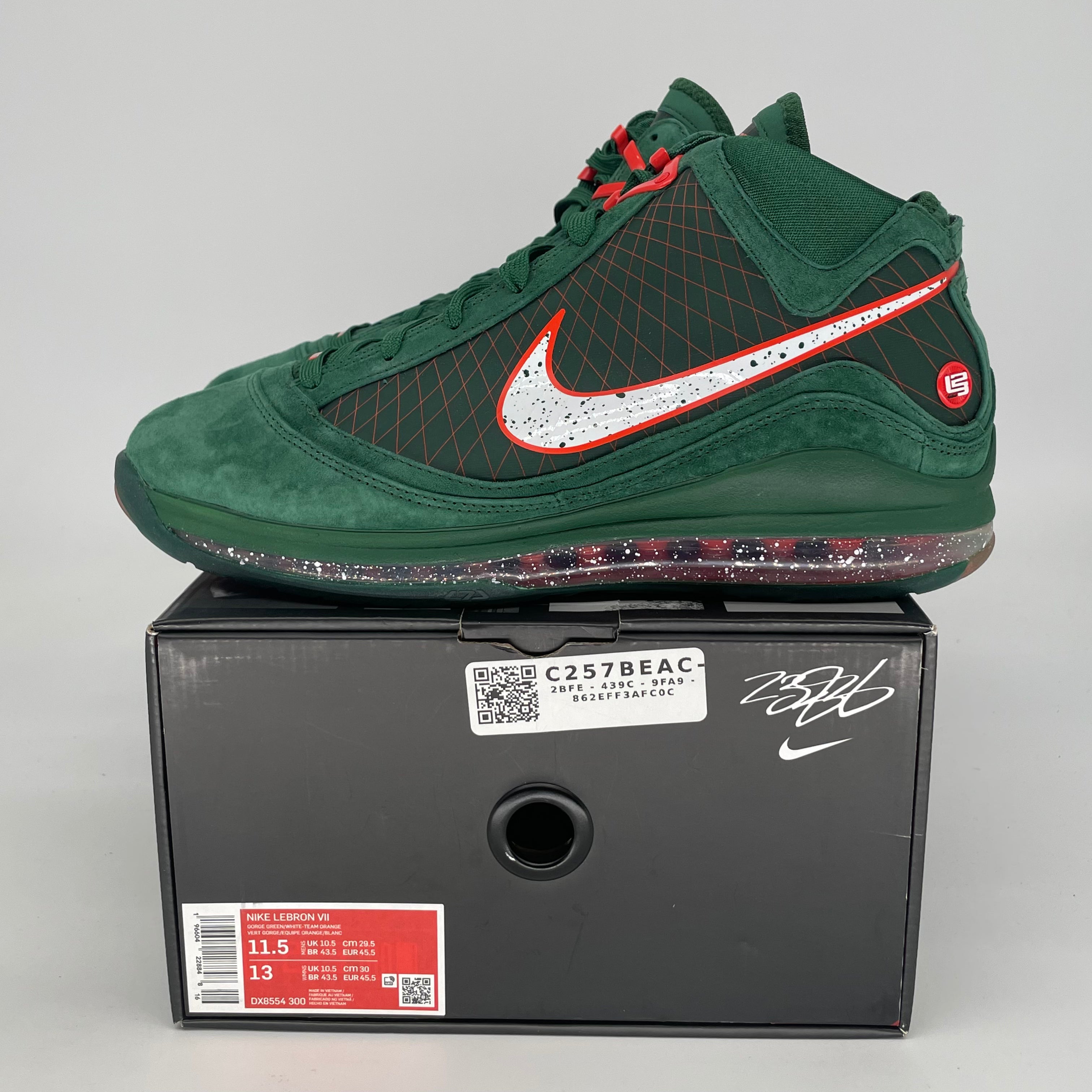 NIKE LEBRON 7 FAMU GORGE GREEN DX8554-300 SIZE 11.5/13W