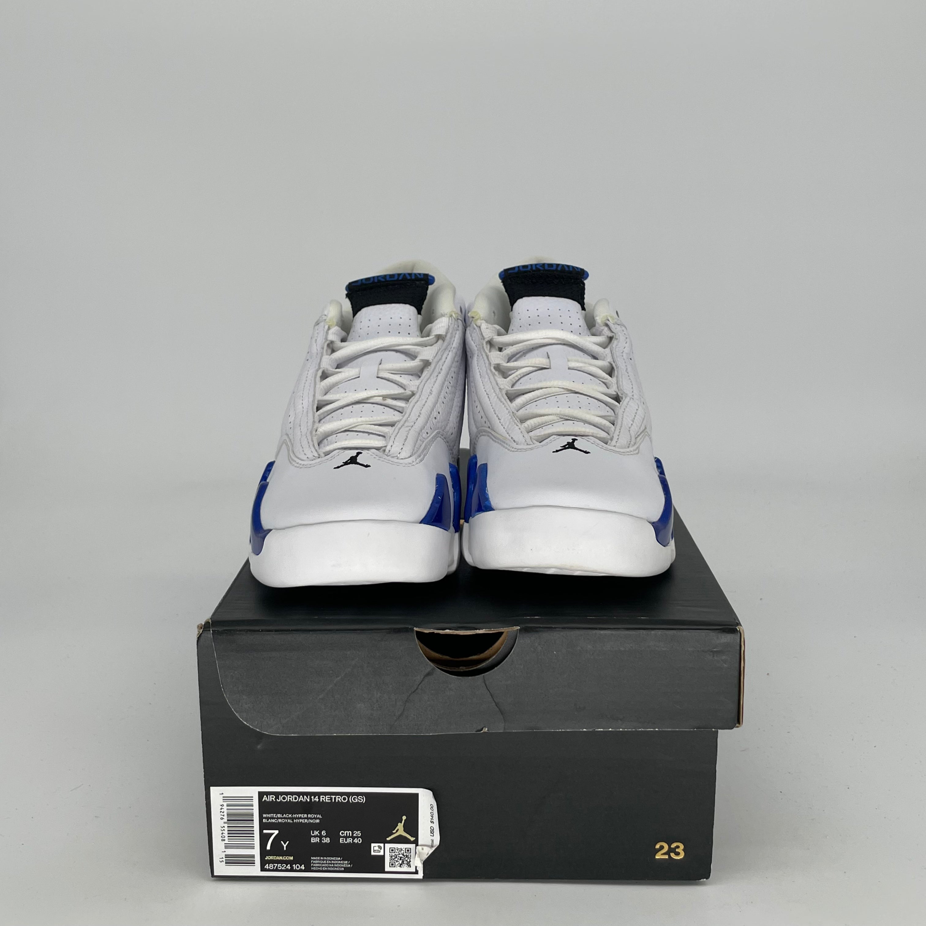 AIR JORDAN 14 WHITE HYPER ROYAL SIZE 7/8.5W 487524-104