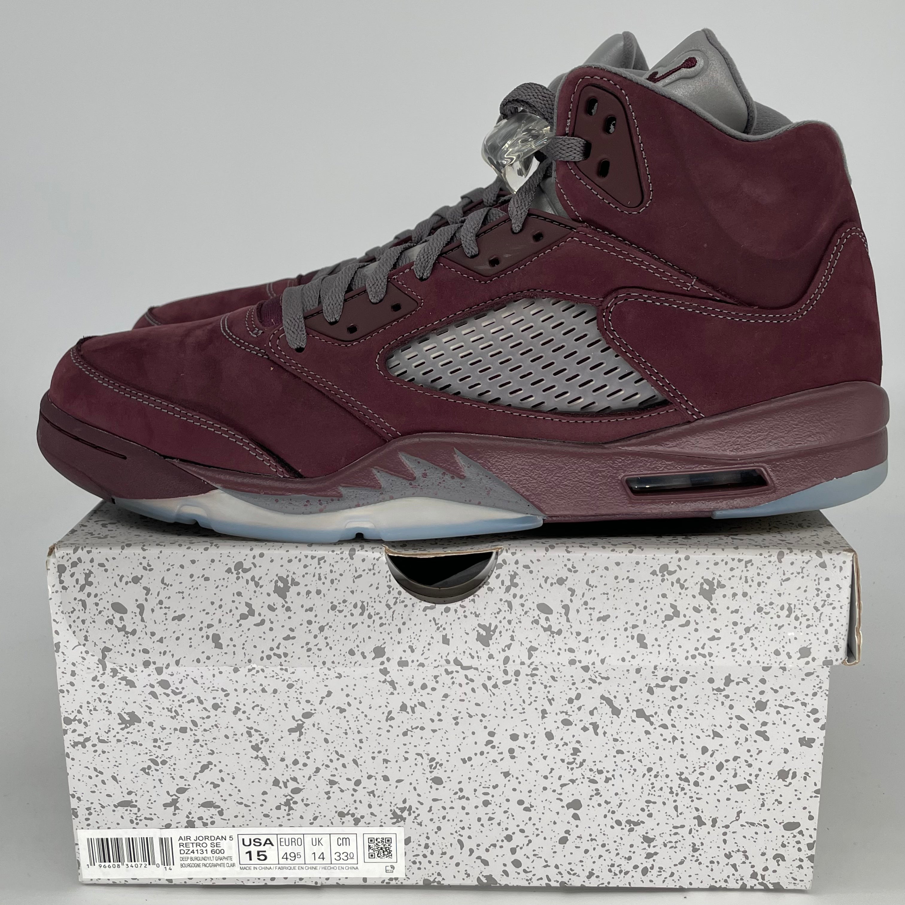 AIR JORDAN 5 BURGUNDY SIZE 15/16.5W DZ4131-600