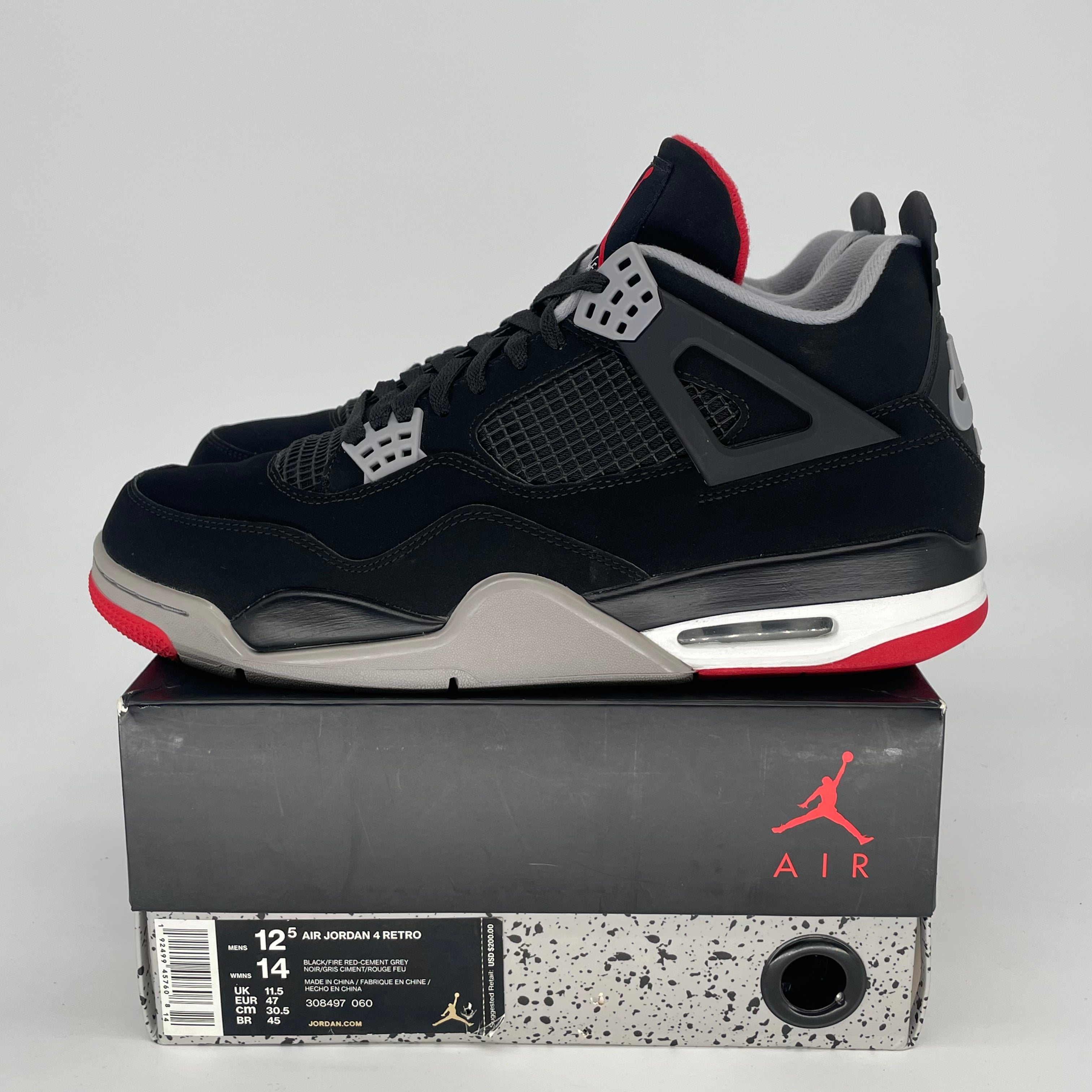 AIR JORDAN 4 BRED 2019 308497-060 SIZE 12.5/14W