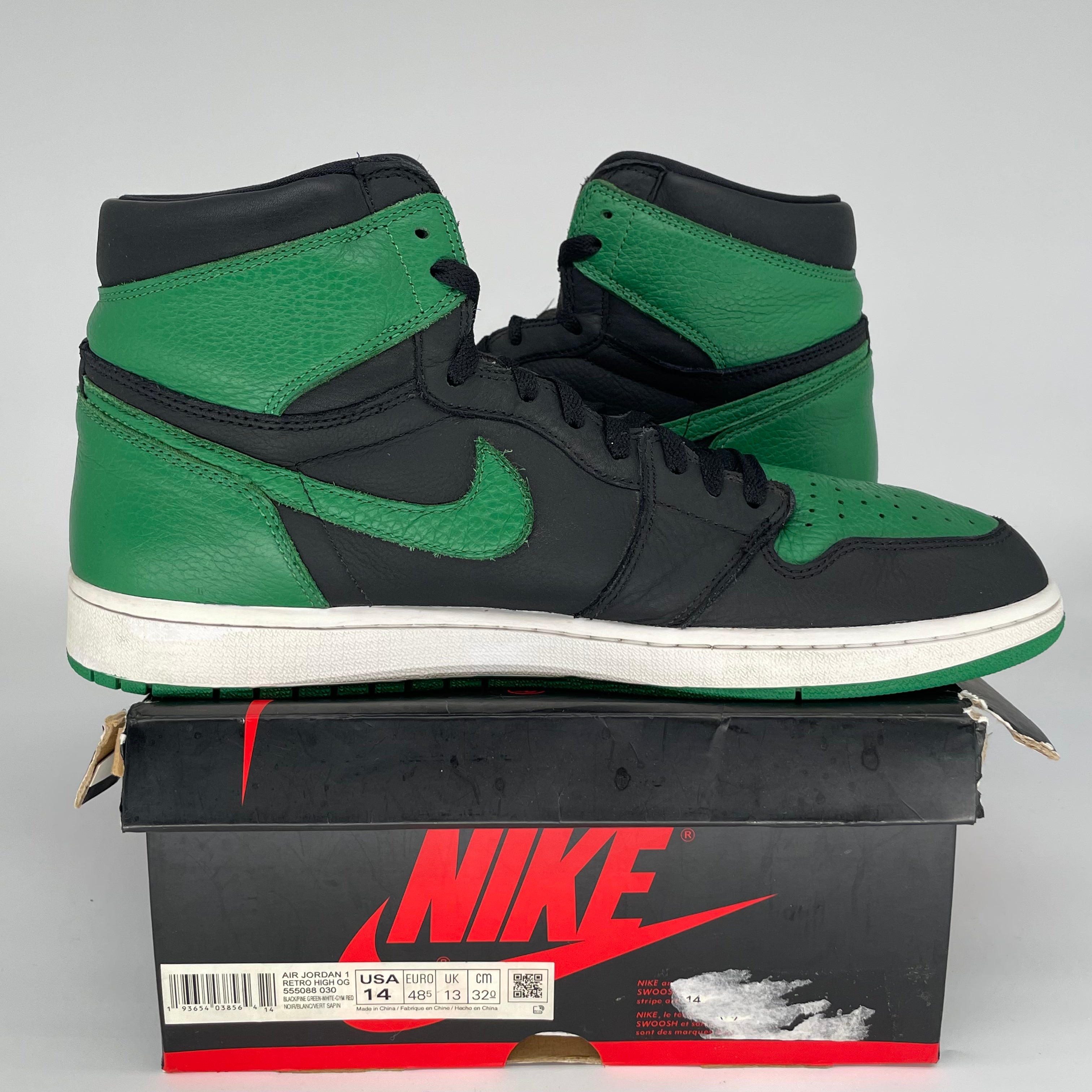 AIR JORDAN 1 PINE GREEN BLACK SIZE 14 555088-030