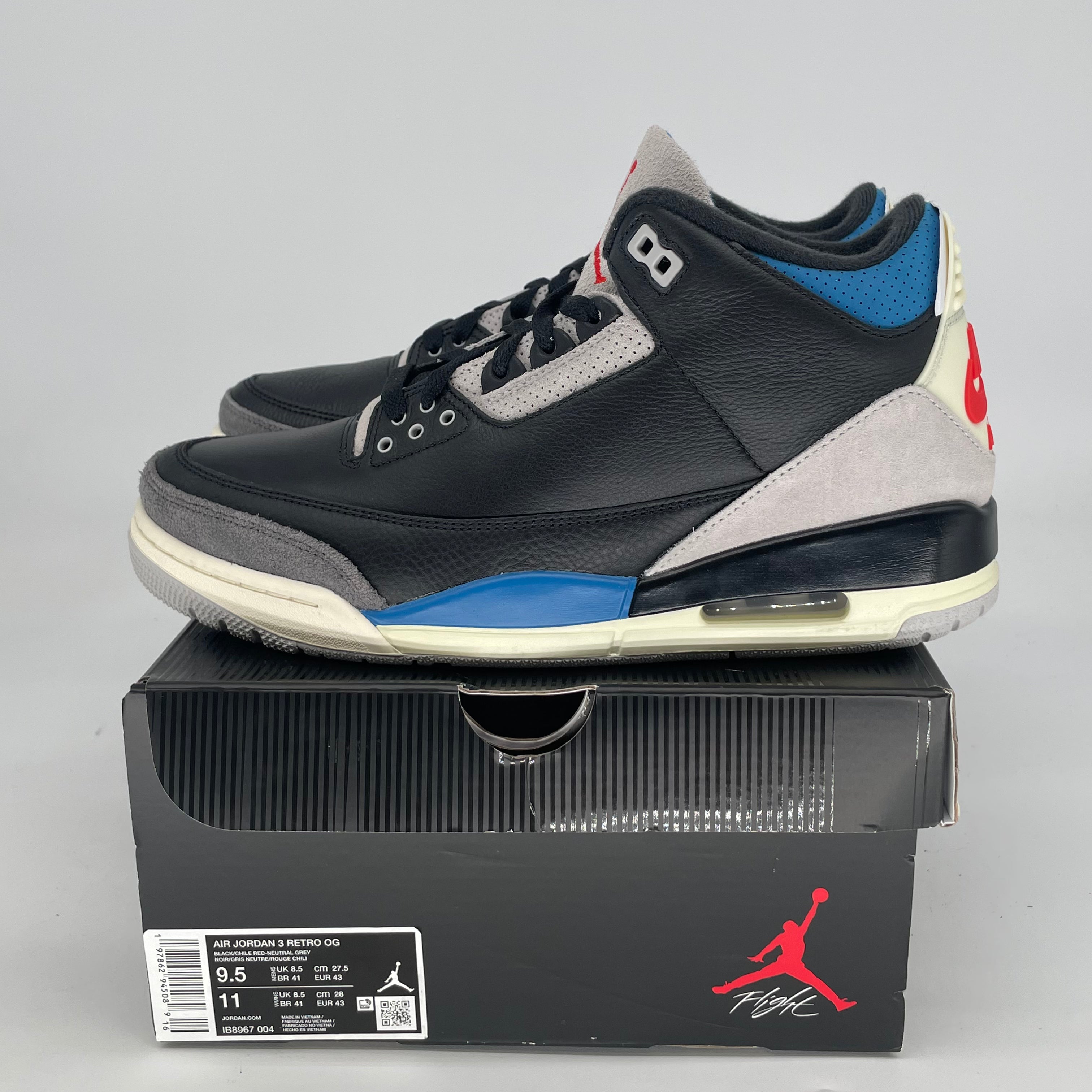 AIR JORDAN 3 RARE AIR IB8967-004 SIZE 9.5/11W