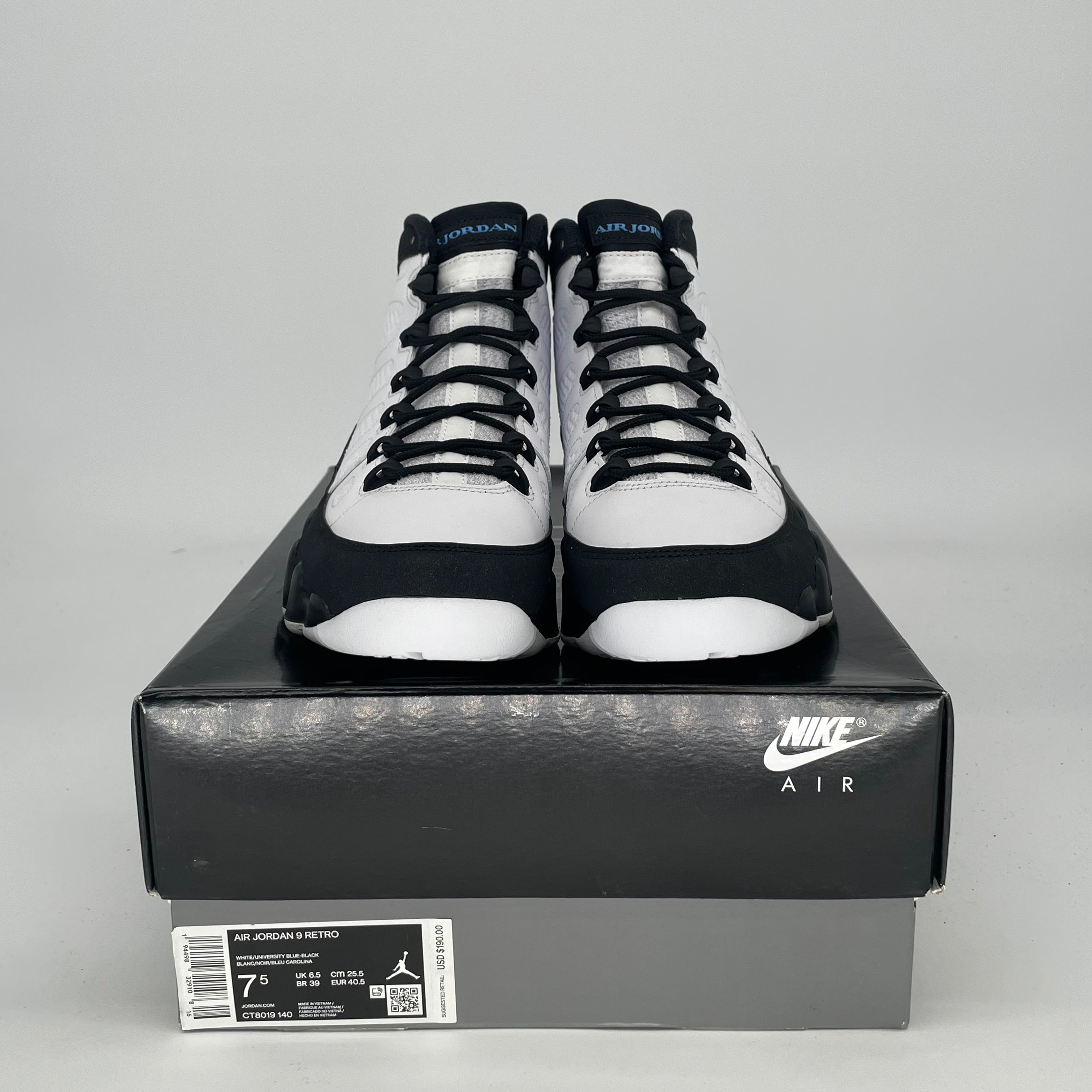 AIR JORDAN 9 UNIVERSITY BLUE CT8019-140 SIZE 7.5/9W