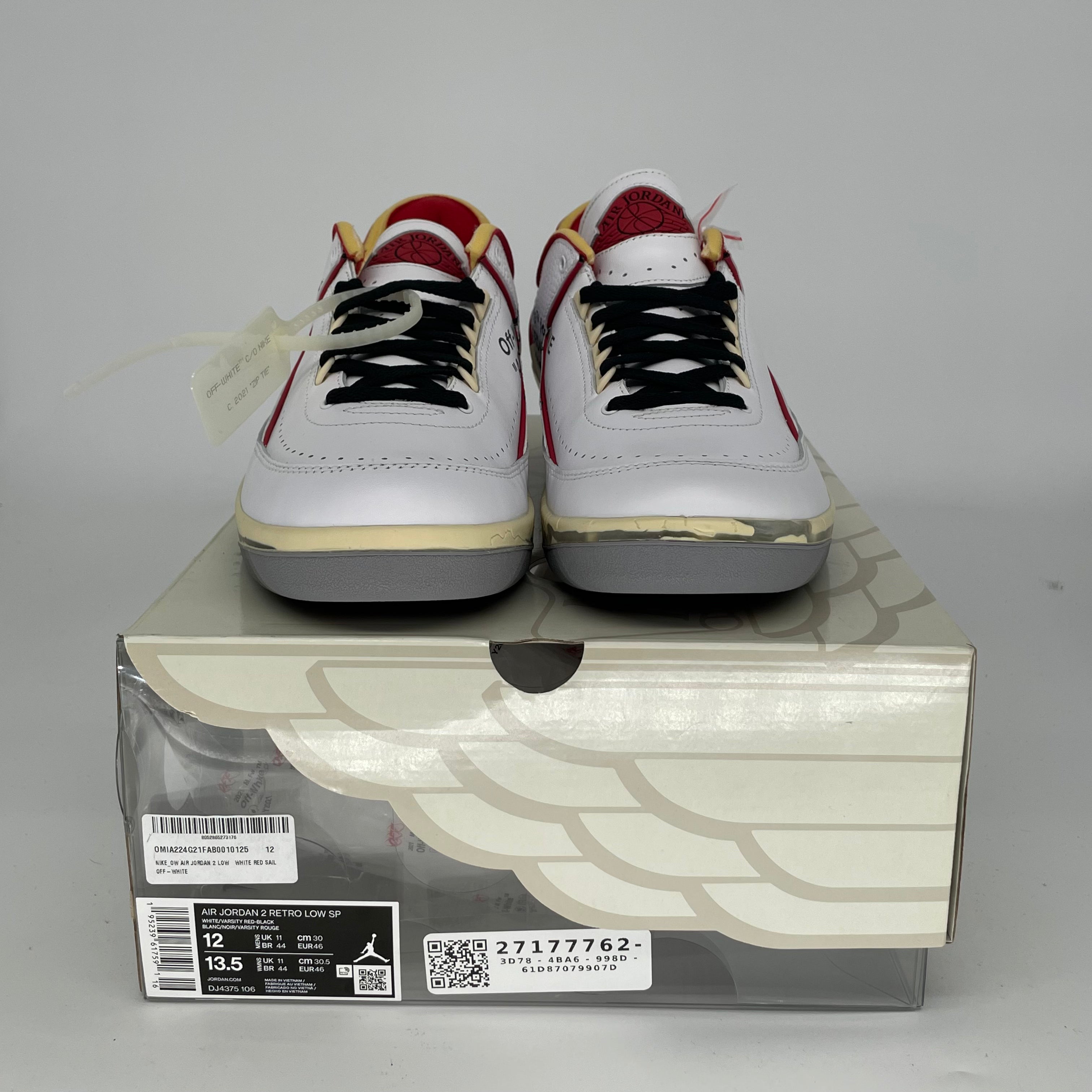 OFF WHITE X AIR JORDAN 2 LOW WHITE RED SIZE 12 DJ4375-106