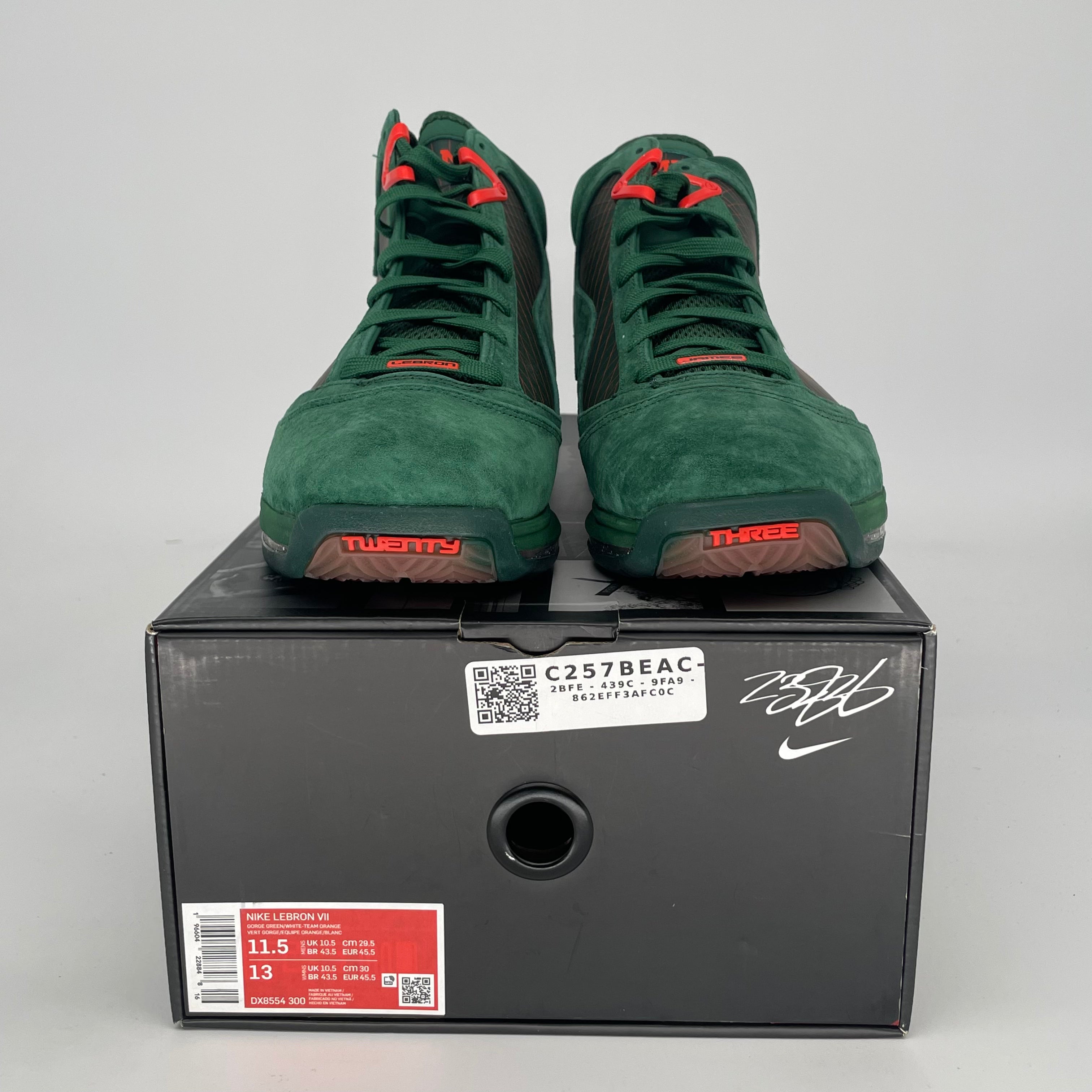 NIKE LEBRON 7 FAMU GORGE GREEN DX8554-300 SIZE 11.5/13W